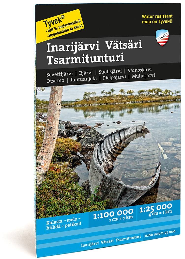 Calazo Inarijärvi Vätsäri Tsarmitunturi Tyvek retkeilykartta (suomi)