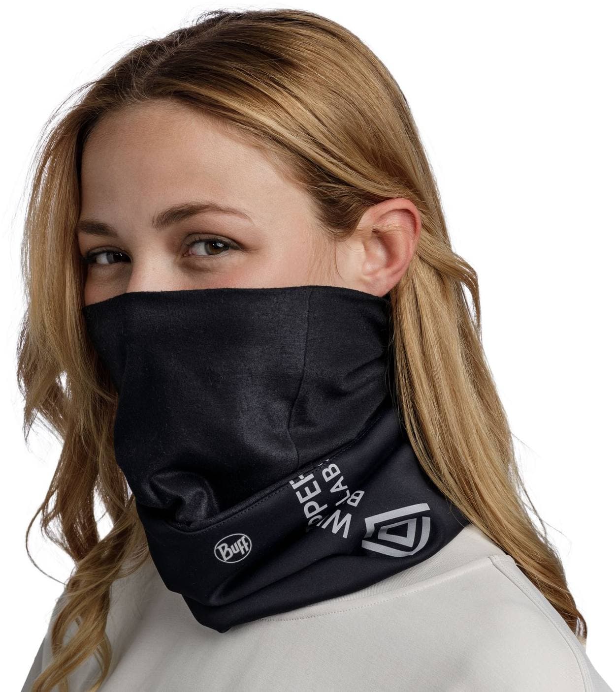 Buff Windproof Neckwarmer Logo Black kauluri