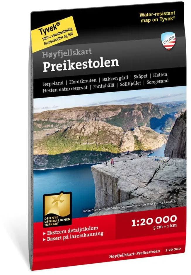 Calazo Preikestolen 1:20000 retkeilykartta, ulkomaat