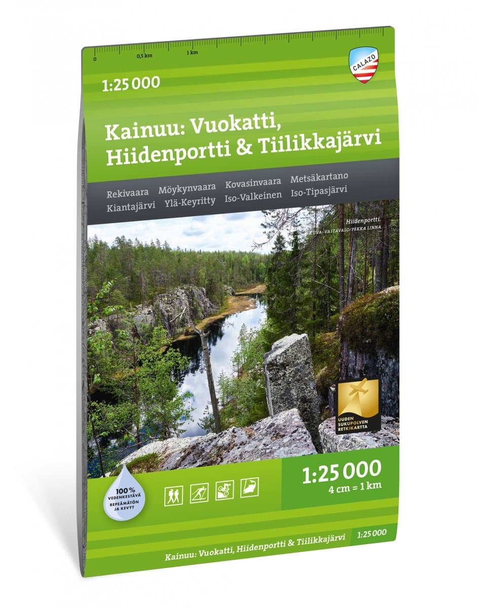 Calazo Kainuu: Vuokatti, Hiidenportti & Tiiilikkajärvi retkeilykartta, suomi