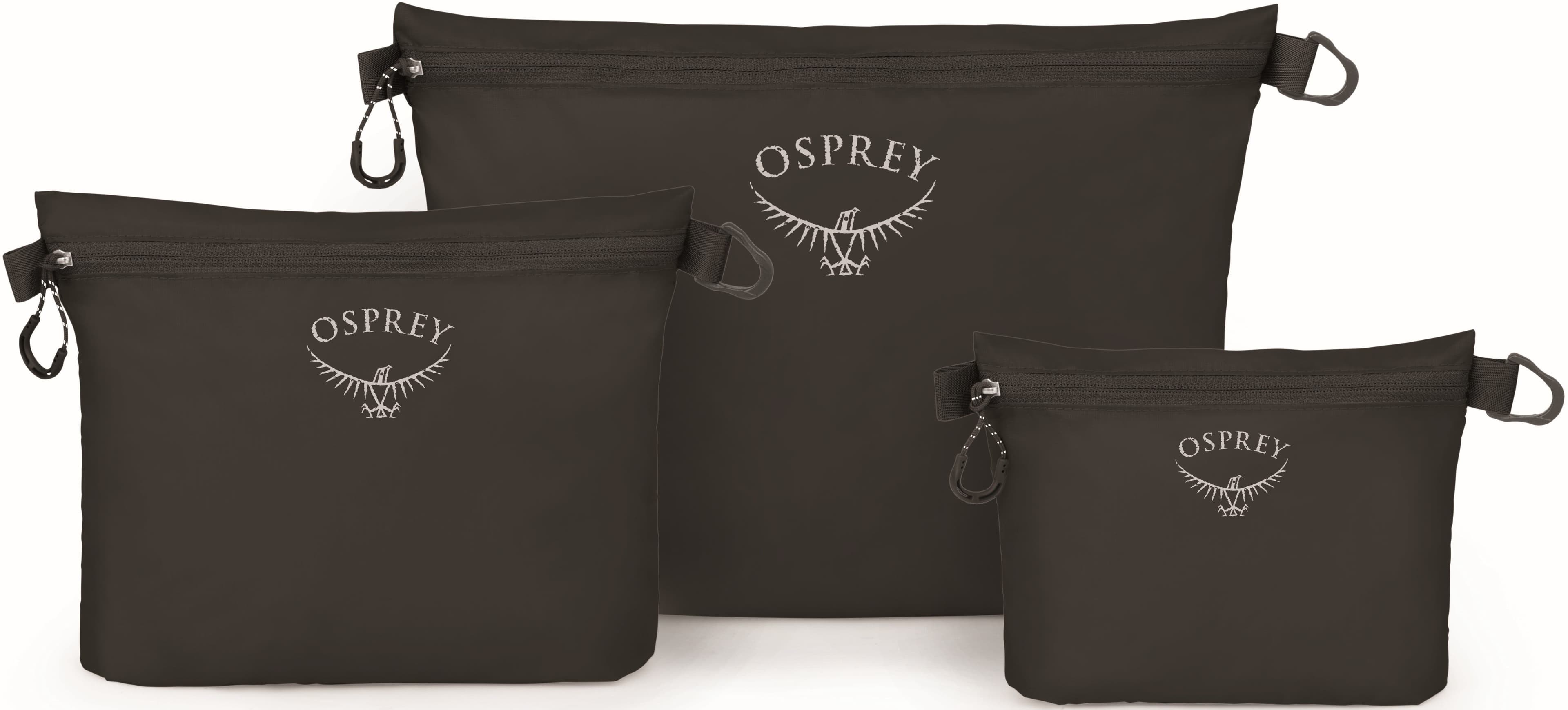 Osprey Zipper Sack Set pakkauspussit, 3 kpl, musta