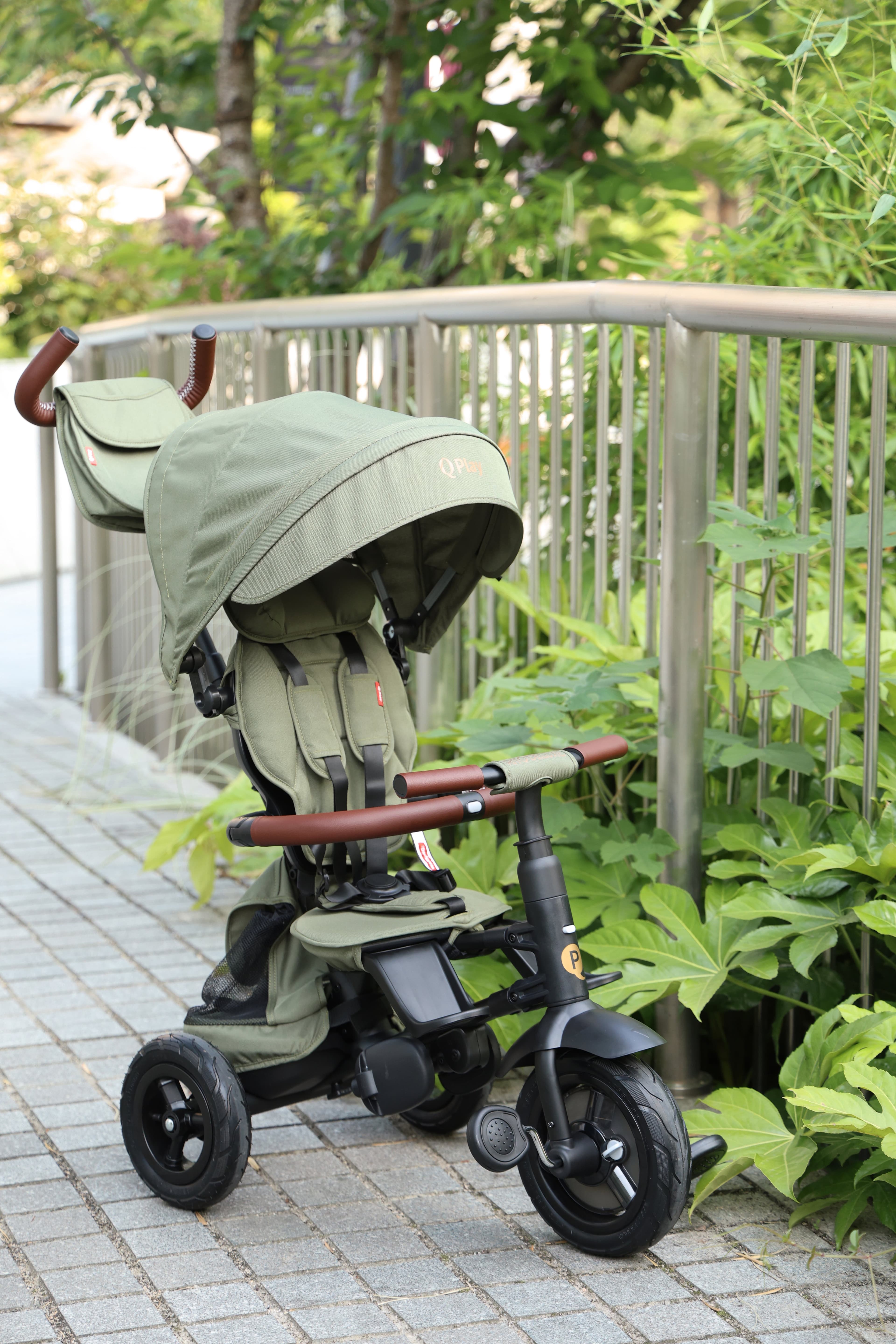 QPlay Rito Delux 6-in-1 Kokoontaitettava Kolmipyörä, Oliivinvihreä
