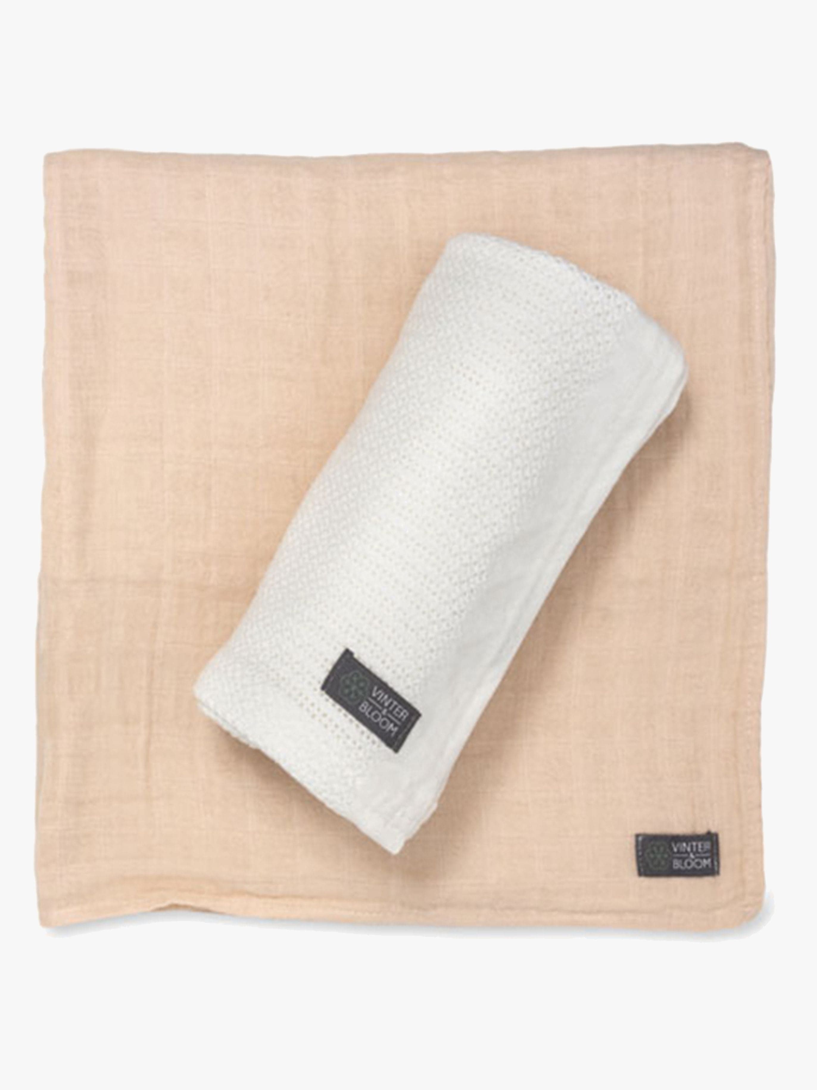 Vinter & Bloom Soft Grid + Muslin Viltti 2-pack, Valkoinen/beige