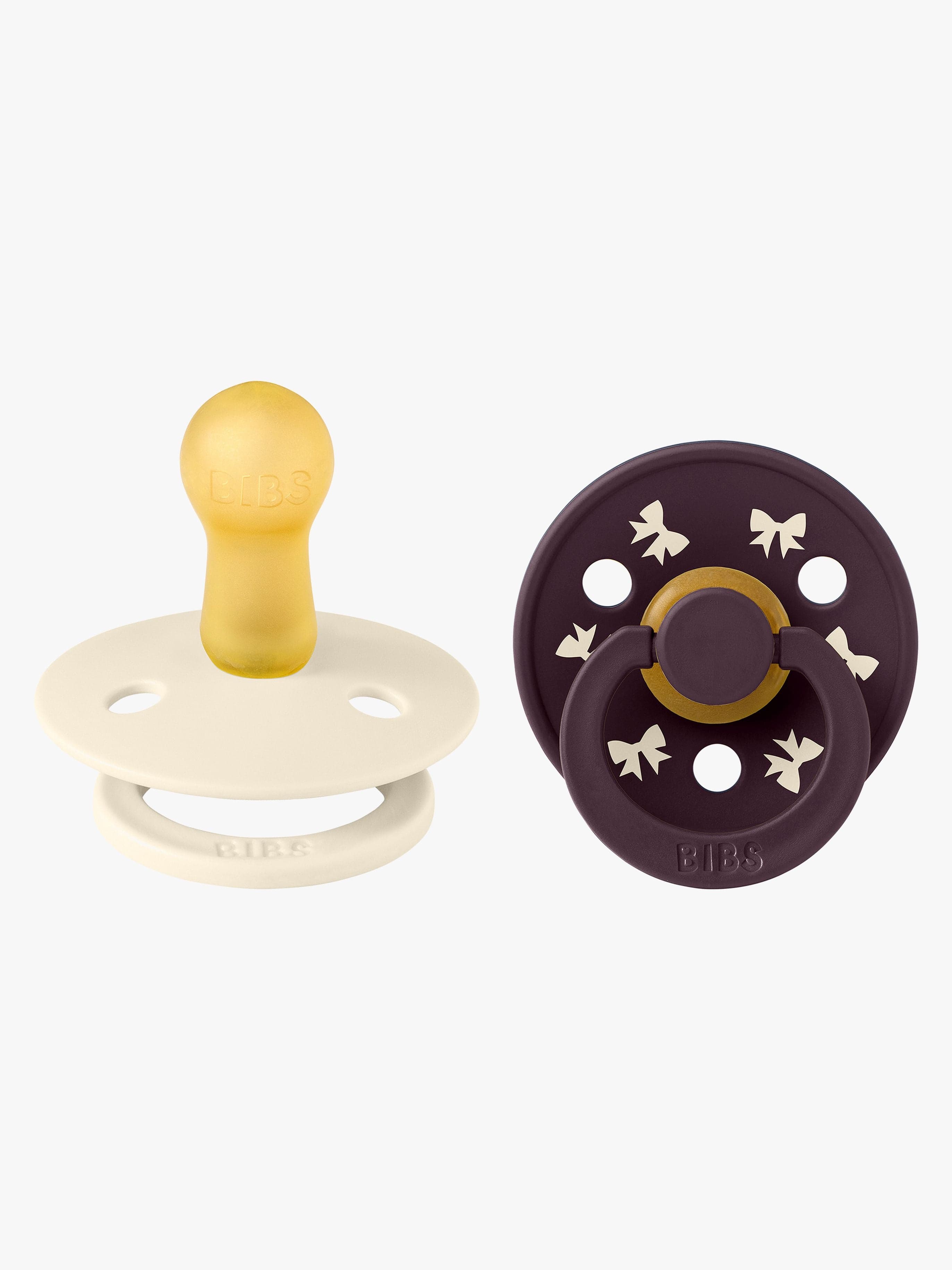 BIBS Colour Holiday Bow Tutti 2-pack Lateksi Koko 2, Ivory/Plum