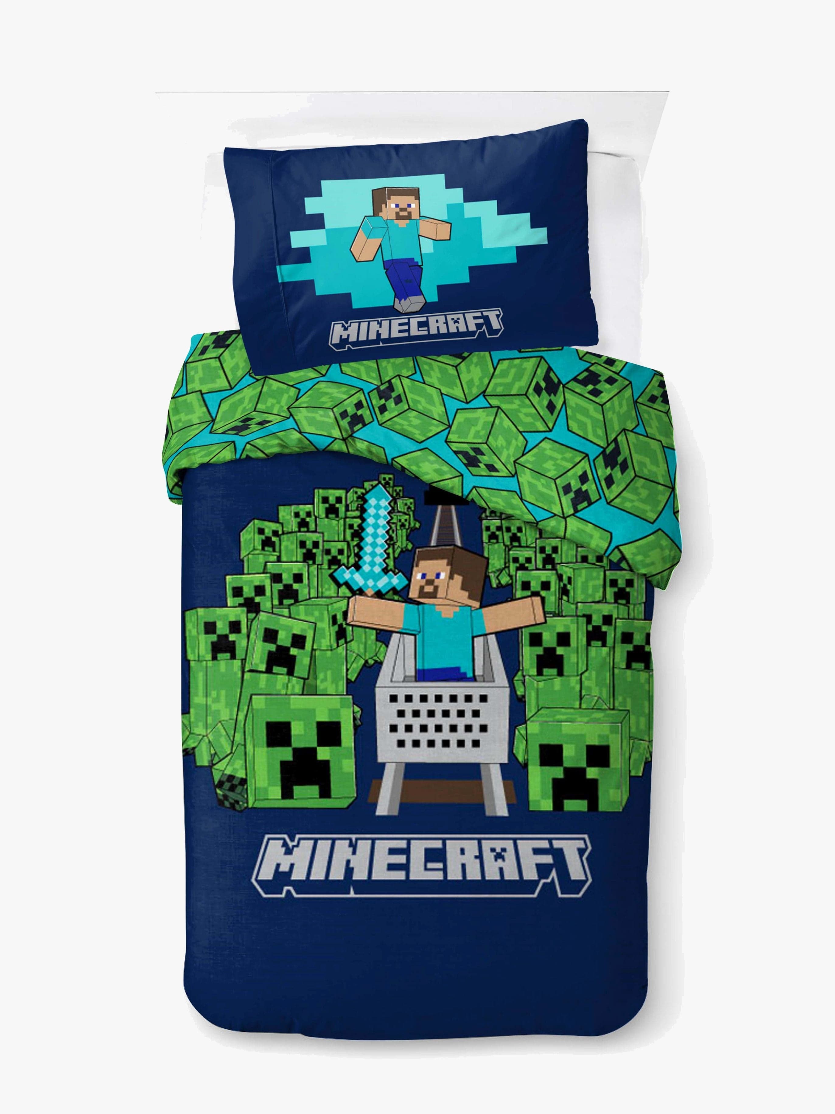 BrandMac Pussilakanasetti Minecraft Game Over Creepers 140x200, Tummansininen