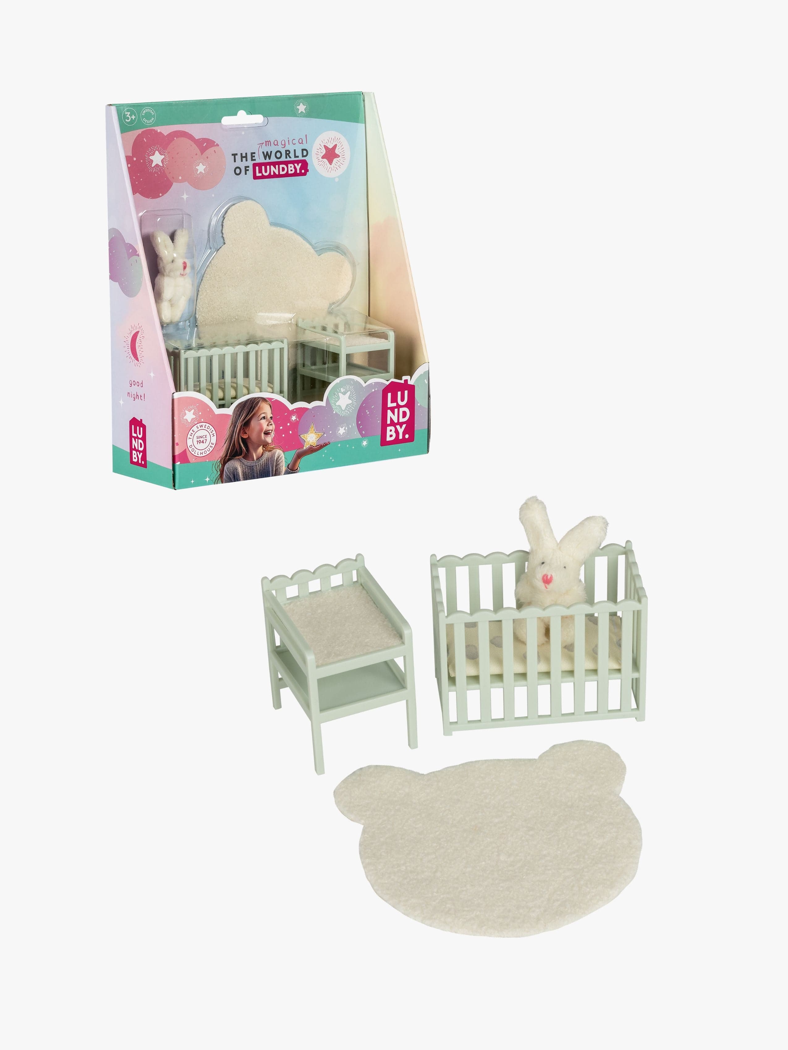 Lundby Nukkekotitarvikkeet Pinnasänky & Hoitopöytä