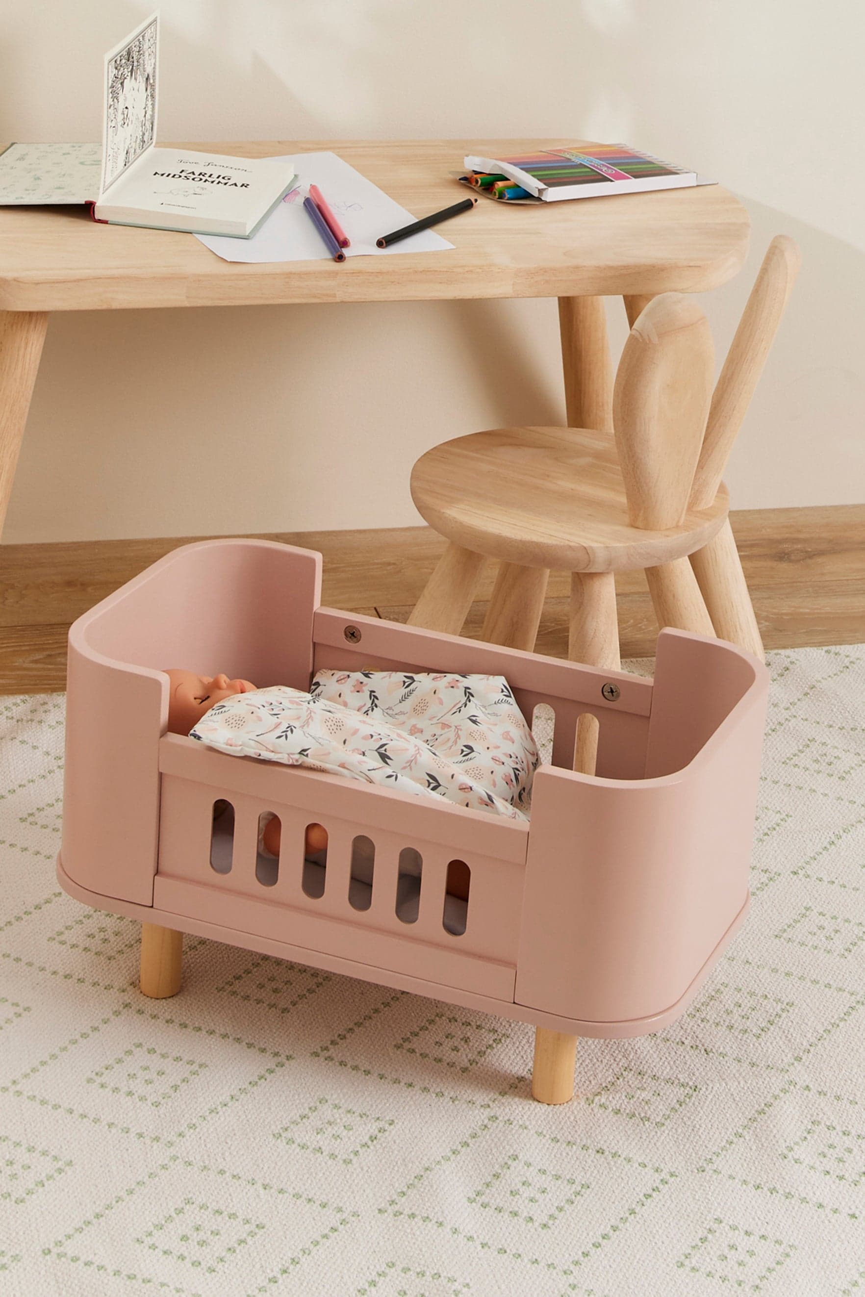 Alice & Fox Nukensänky + Patja, Vaaleanpunainen