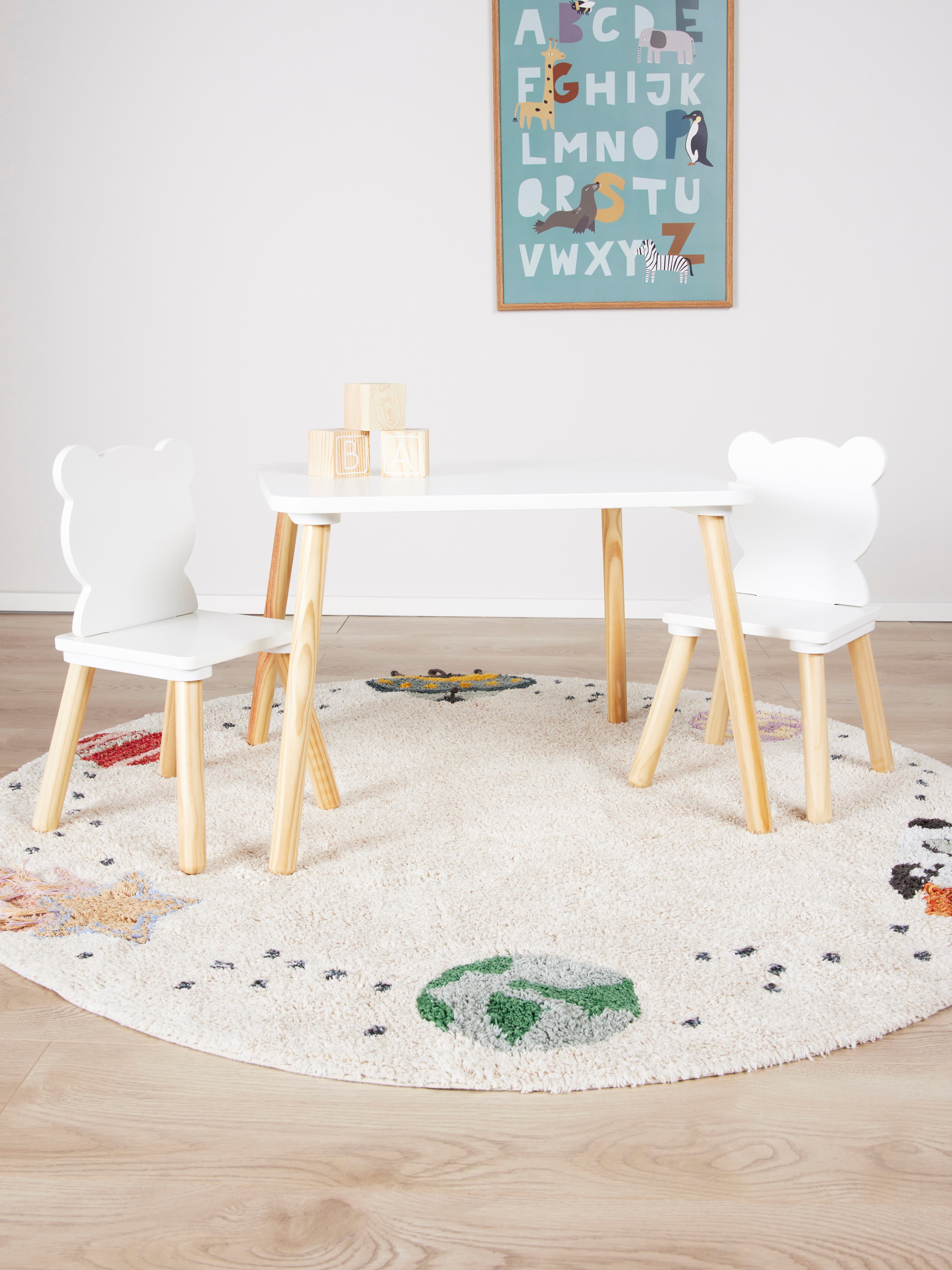 Cloudberry Castle WOODY Pöytä + Tuolit, Valkoinen