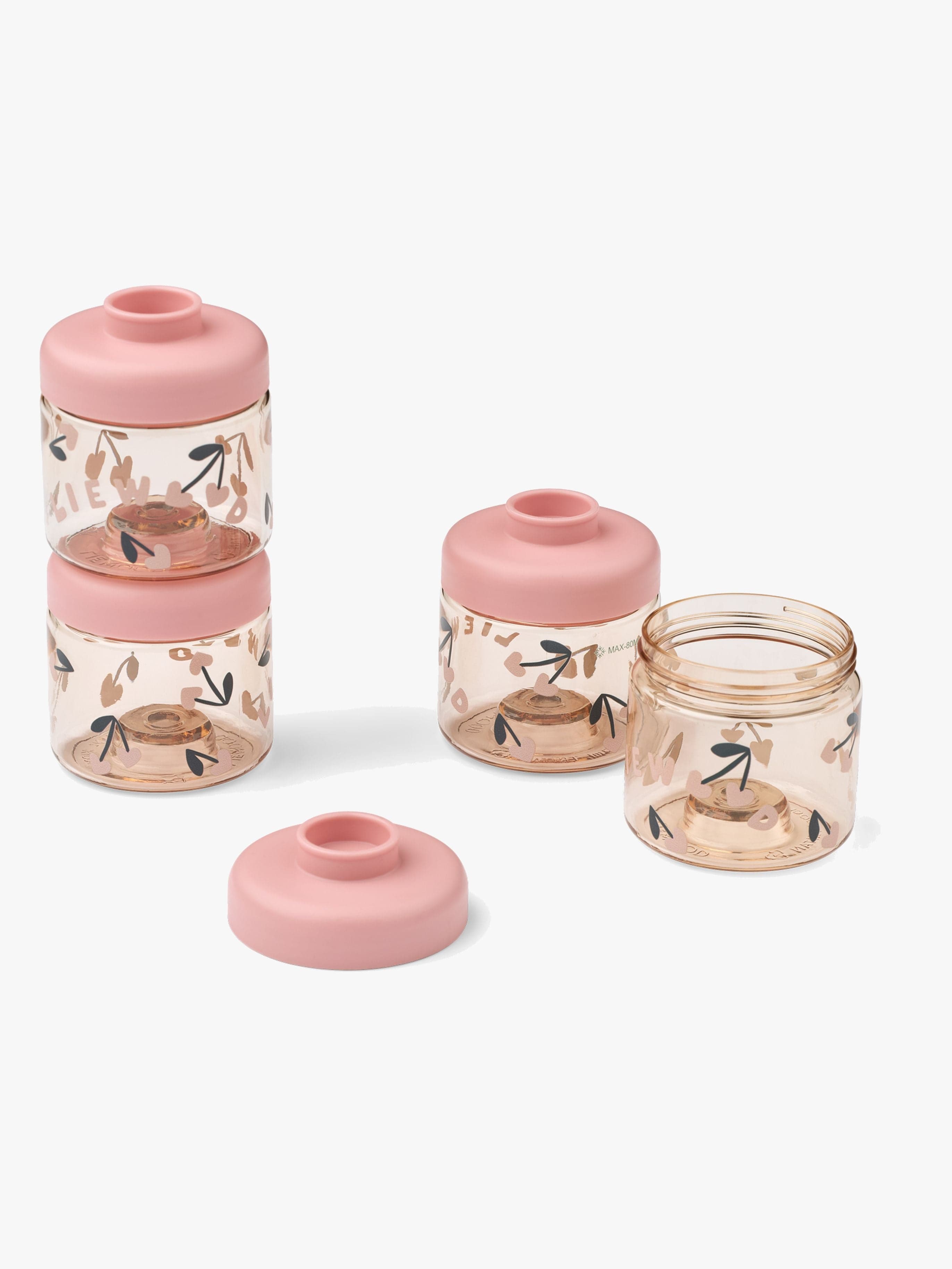 LIEWOOD Dominique Tritan Eväsrasiat 100 ml 4-pack, Cherry Heart/Rosey