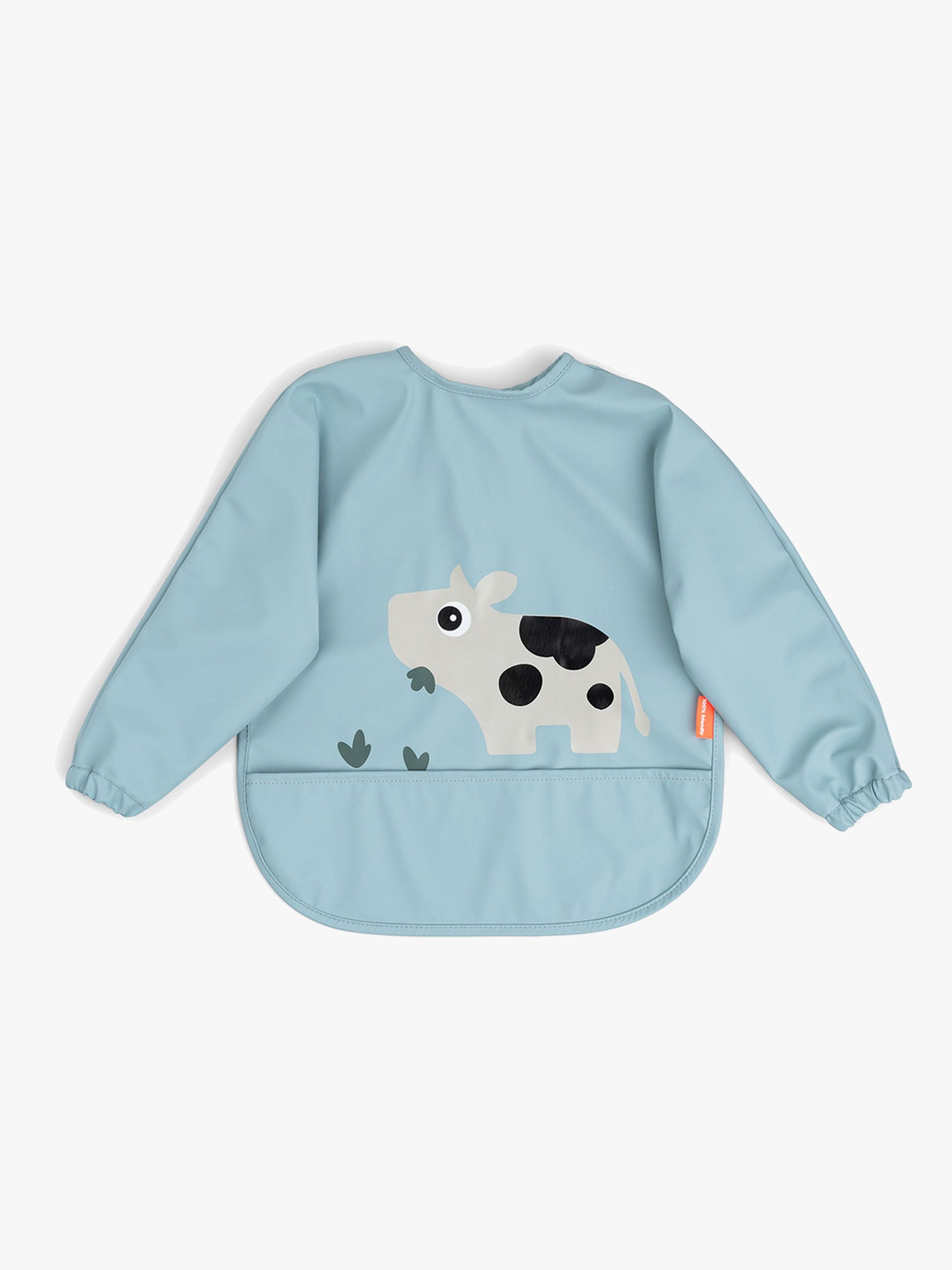 Done By Deer Tiny Farm Pitkähihainen Ruokalappu + Tasku, Blue