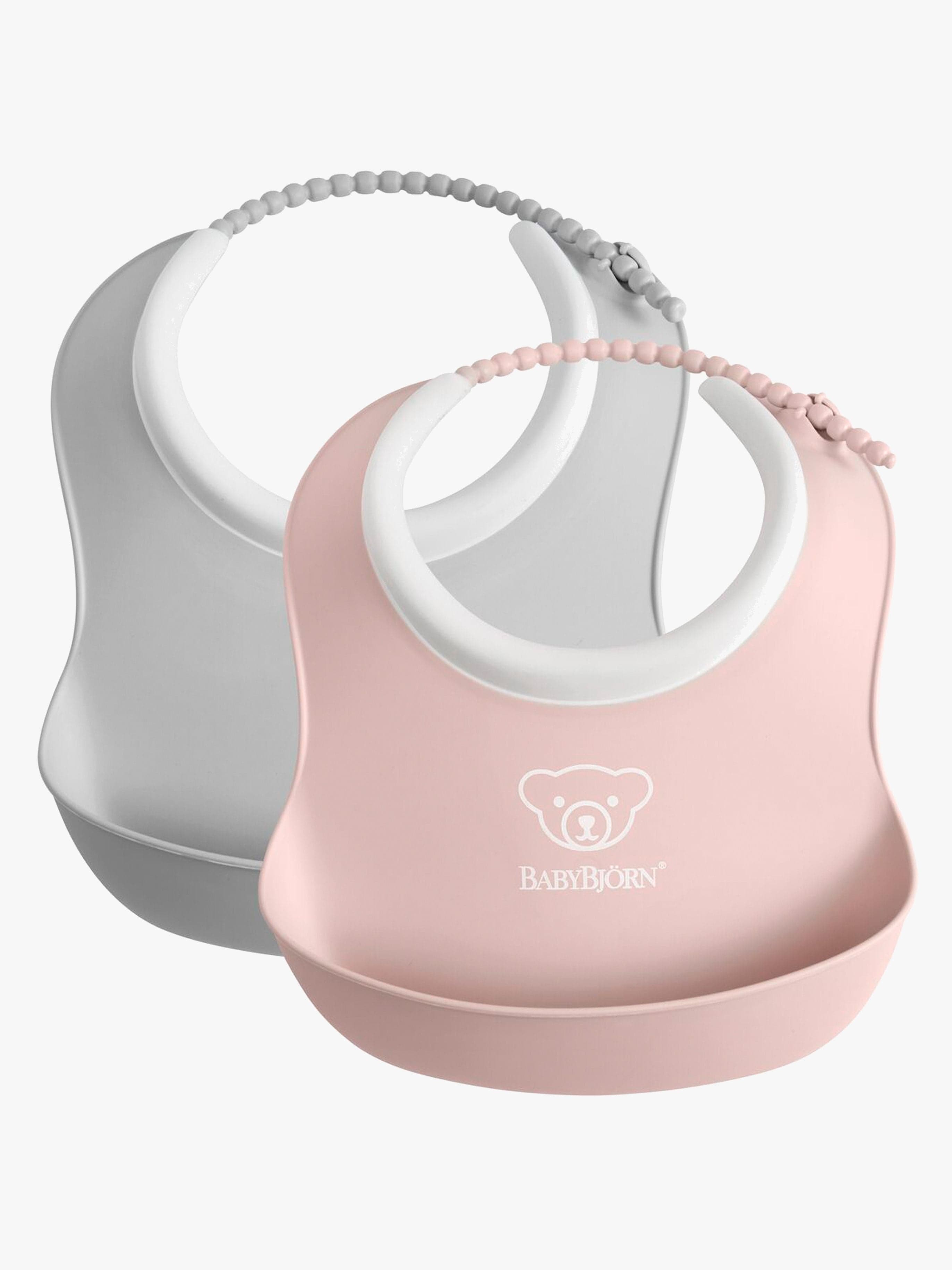BabyBjörn Ruokalappusetti 2-Pack, Harmaa/Vaaleanpunainen
