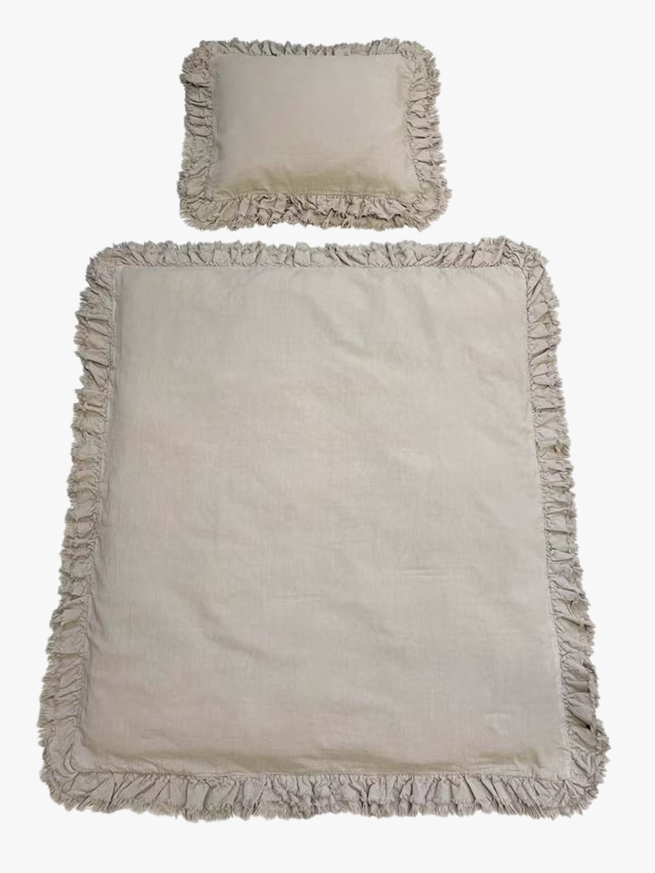 Mini Dreams Pussilakanasetti Vintage Röyhelökoriste Pinnasänky, Khaki