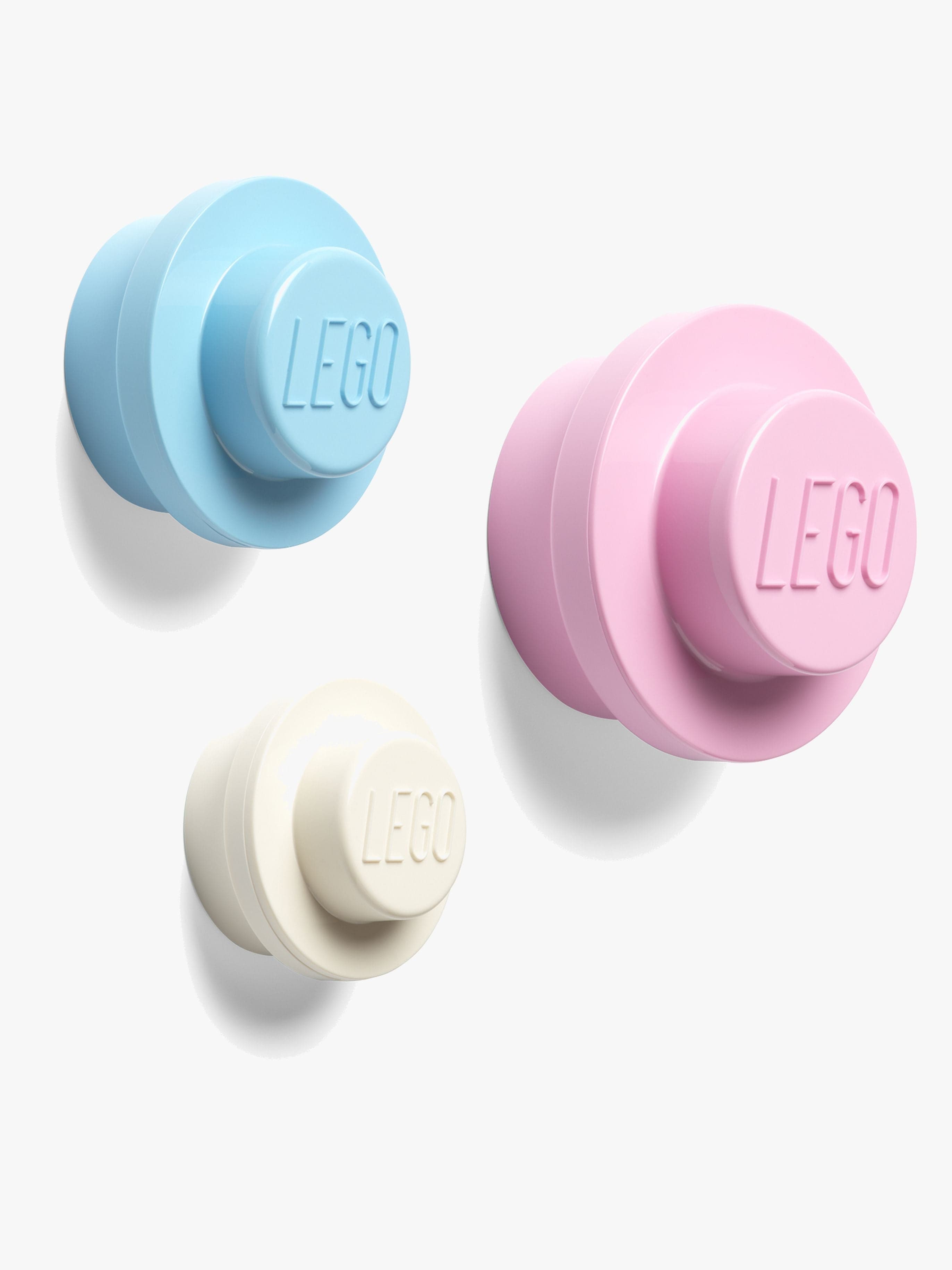 LEGO Seinäkoukut 3-pack, Sininen/Vaaleanpunainen/Valkoinen