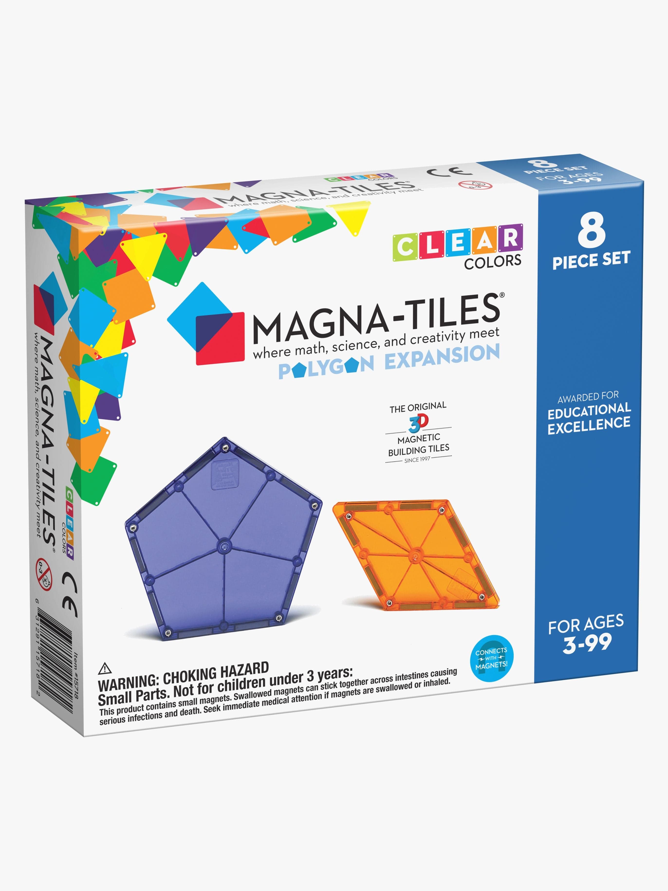 MAGNA-TILES Clear Colors Monikulmio Laajennussetti 8
