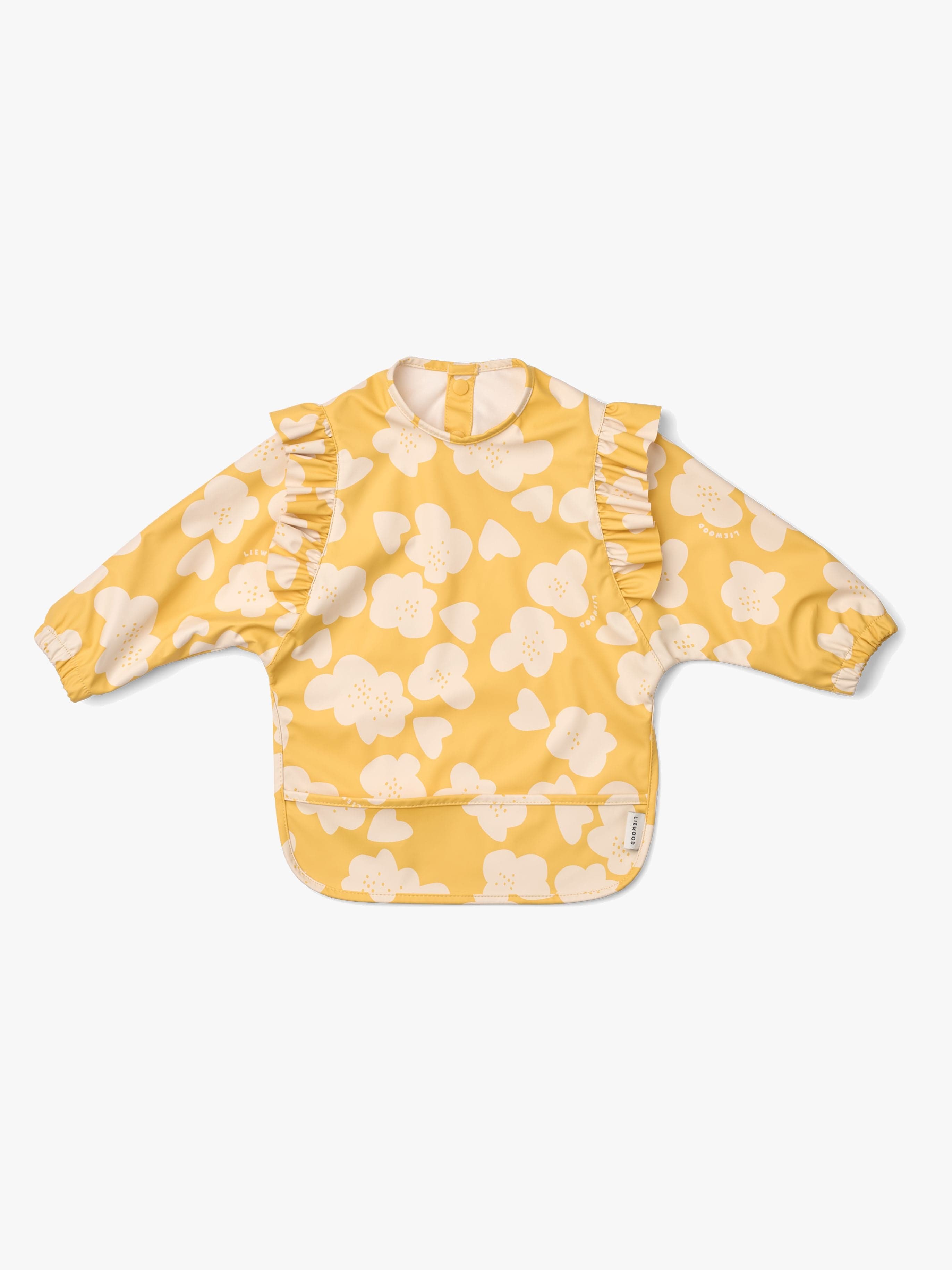 LIEWOOD Merle Röyhelö Cape Ruokalappu + Printti, White/Yellow