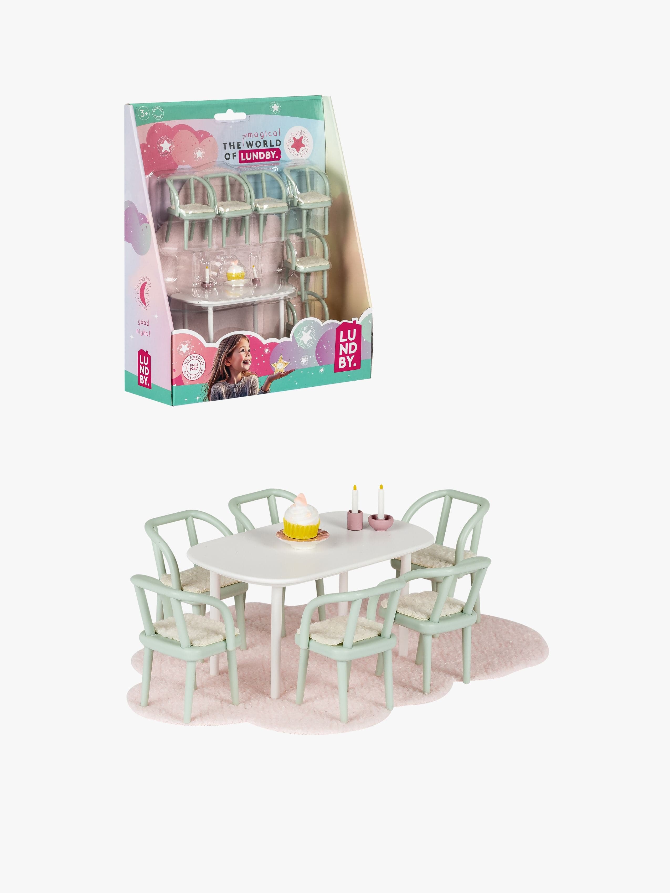 Lundby Nukkekodin Tarvikkeet Ruokailuhuoneen Kalusteet 6 Kpl
