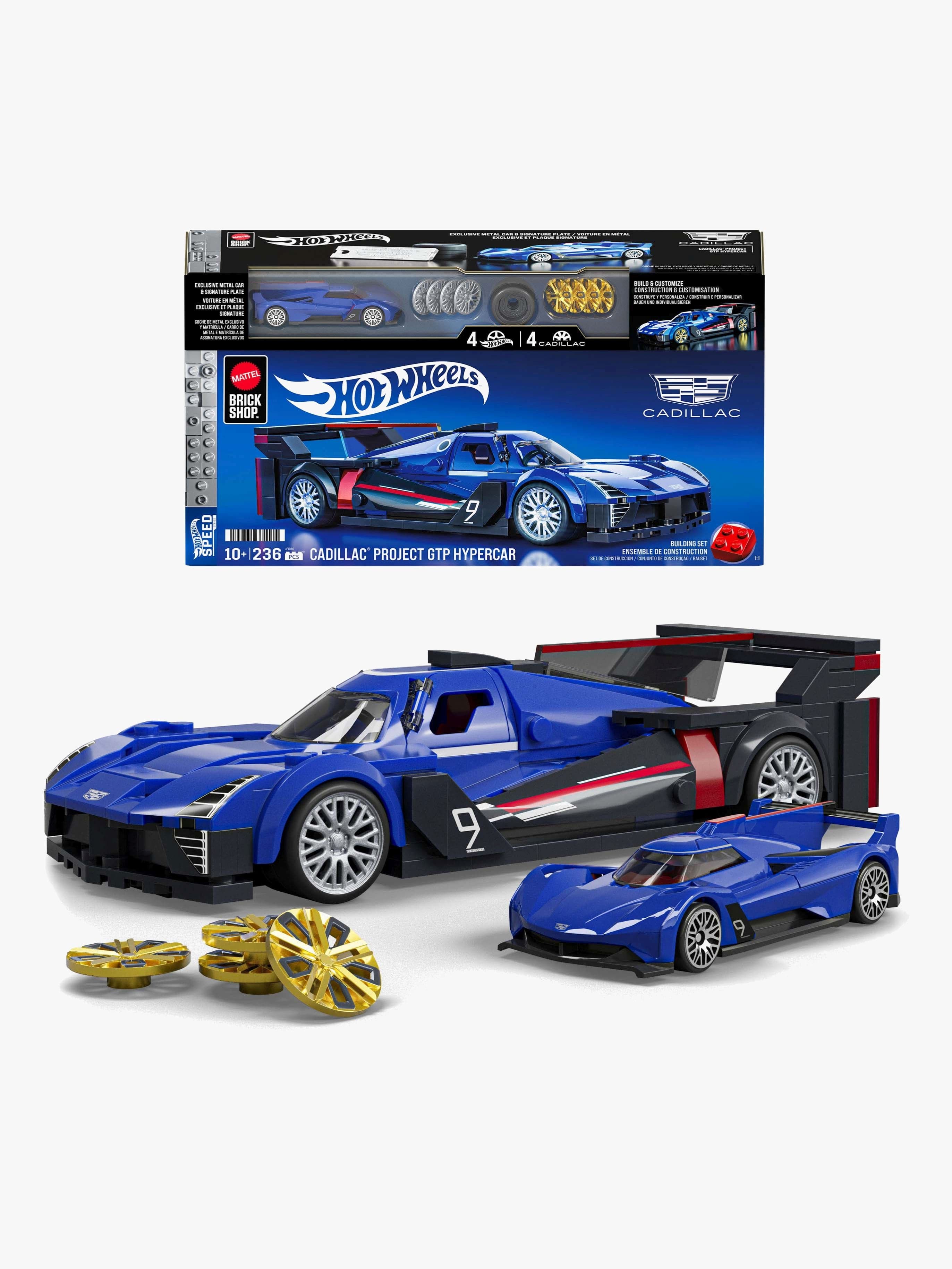 Mattel Brick Shop Hot Wheels Speed Series Brick Shop Hot Wheels Työmaasetti Cadillac Project GTP Hypercar 236 Osaa