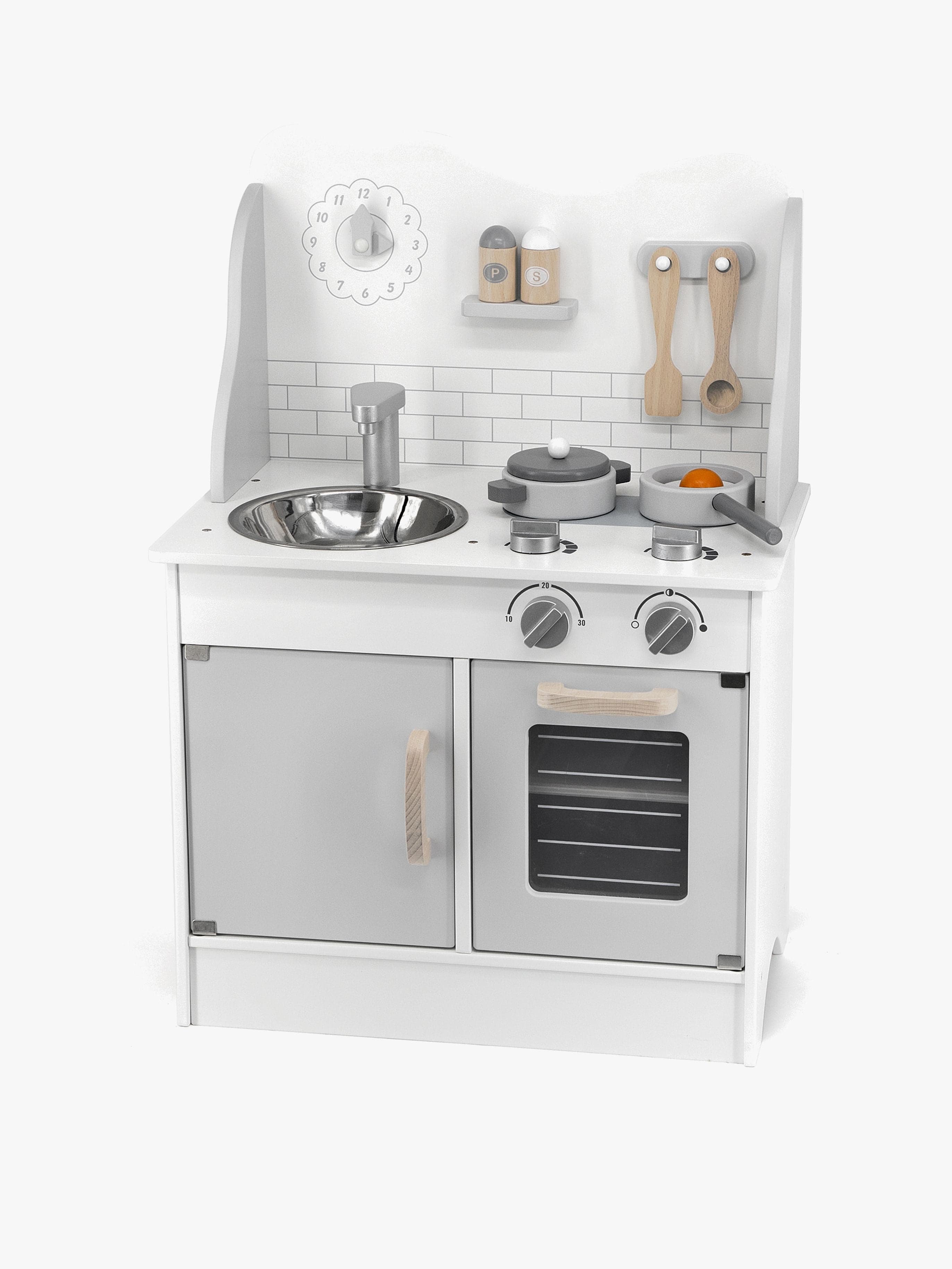 PolarB Leikkikeittiö + Lisätarvikkeet, Valkoinen/Harmaa