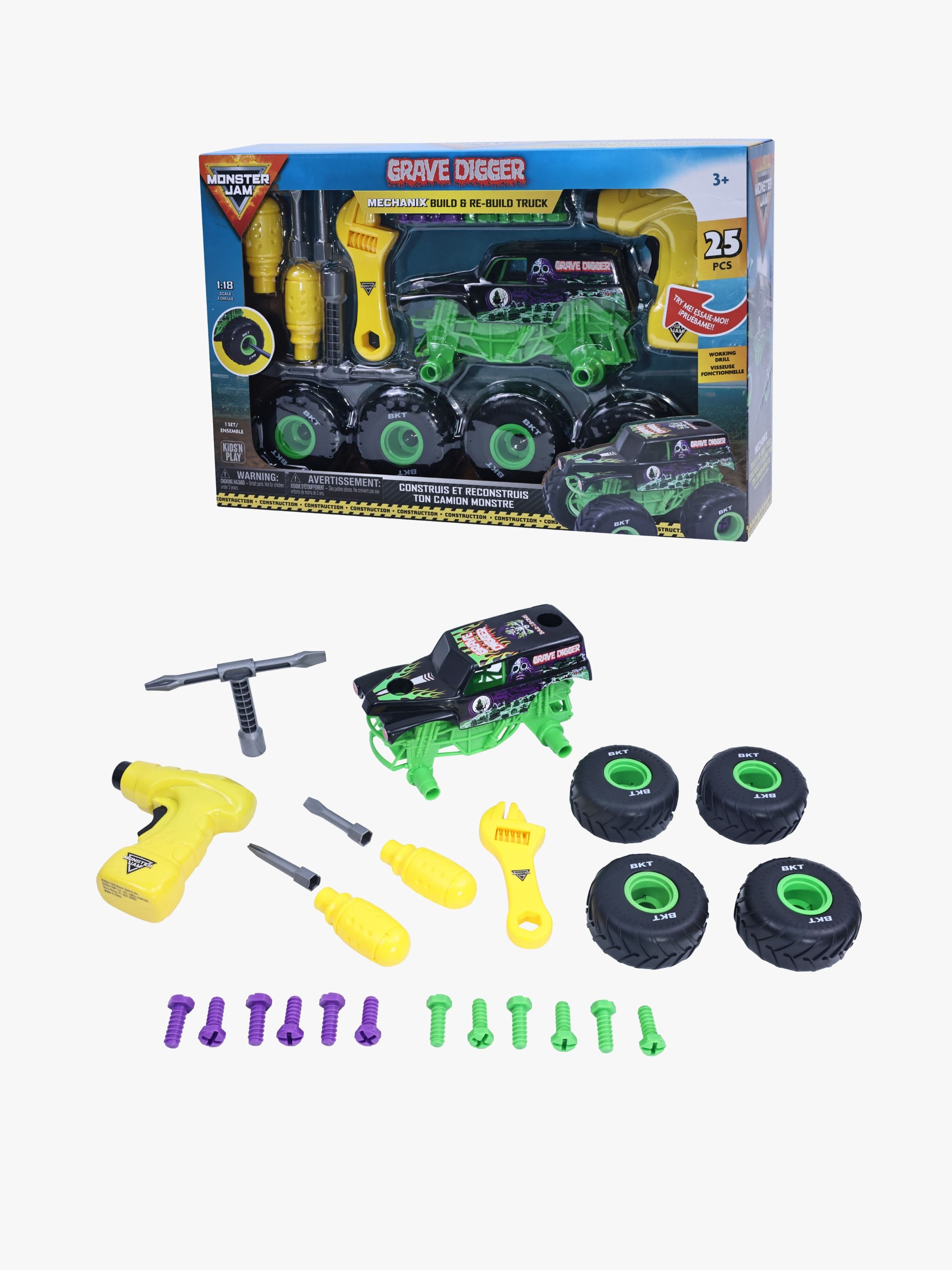 Monster Jam Mechanix Build N ReBuild Grave Digger Auto 1:18