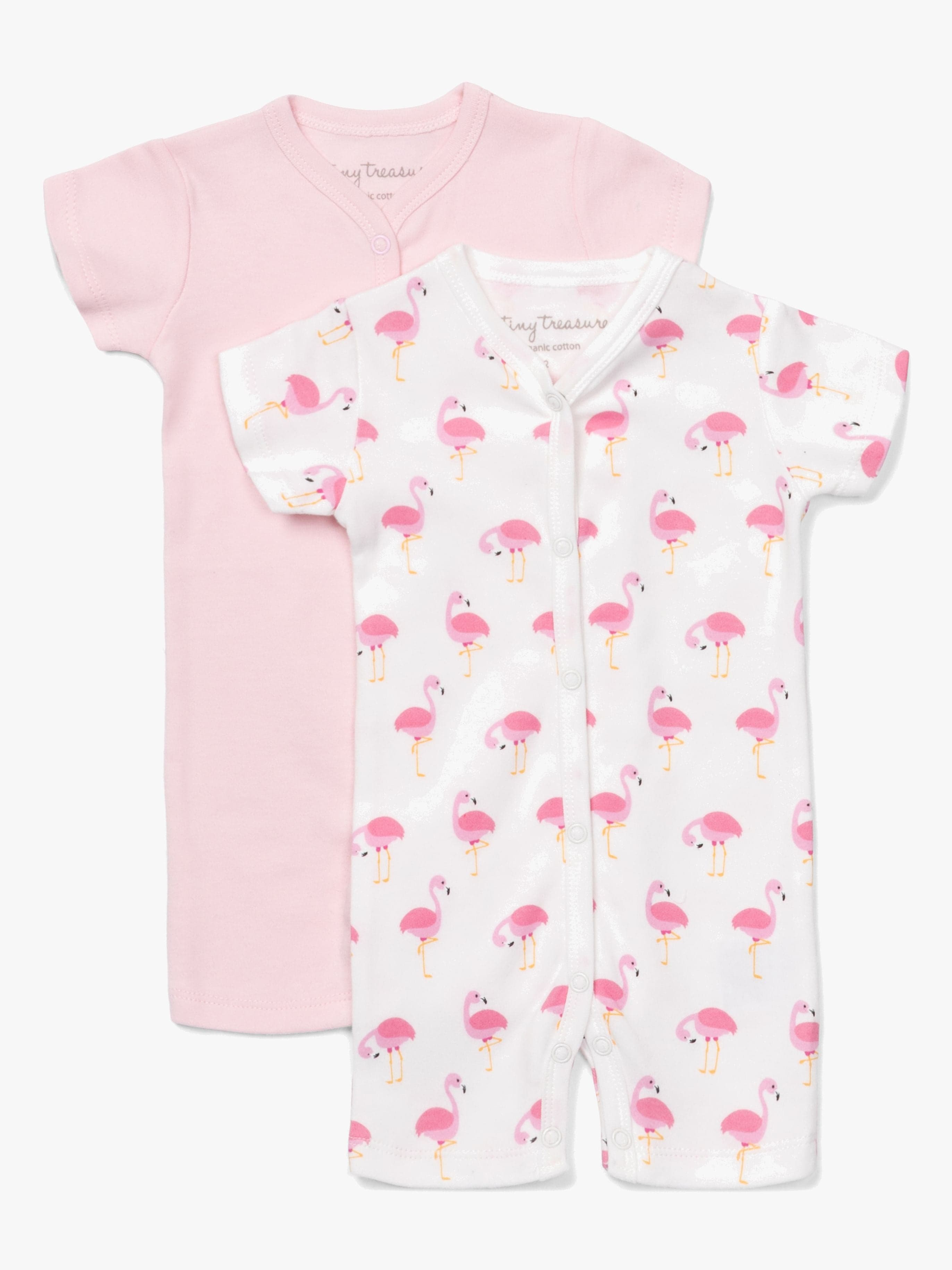 Tiny Treasure Summer Bodysuitit 2-Pack, White/Flamingo 62