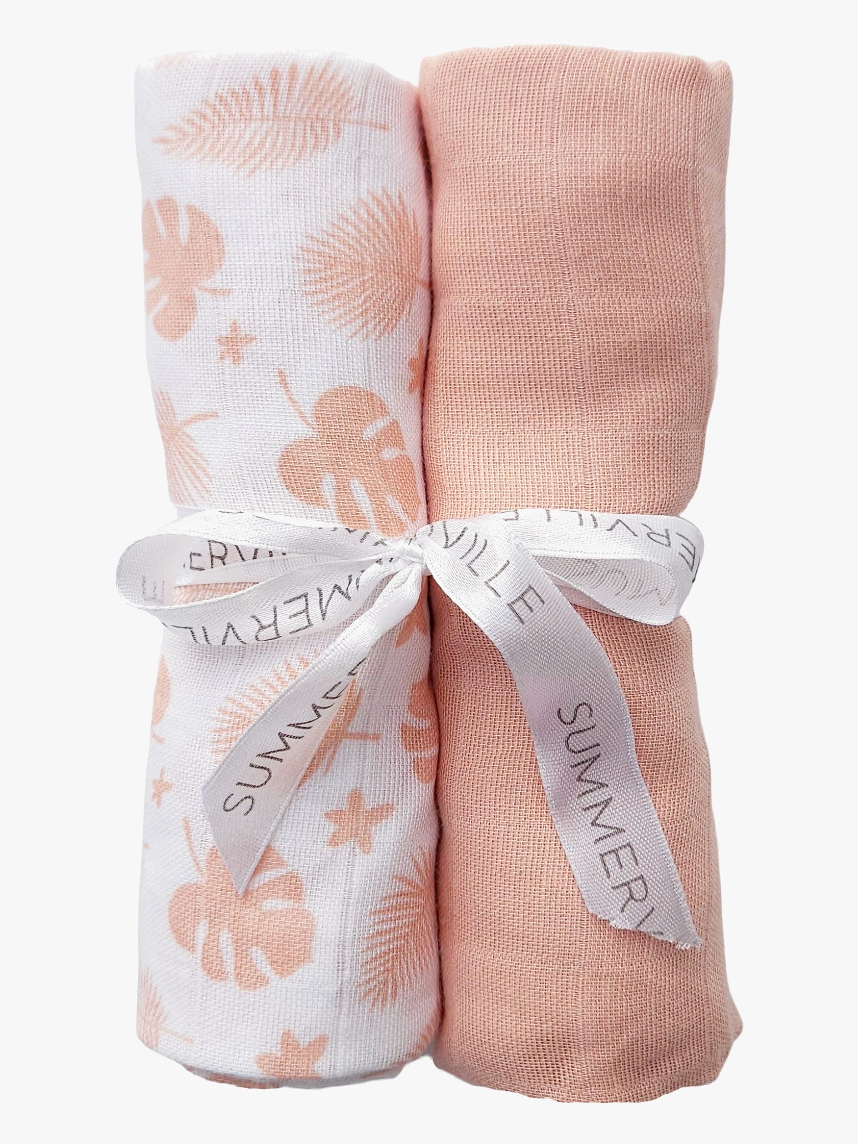 Summerville Organic Musliiniviltti 2-pack, Tropical/Peachy