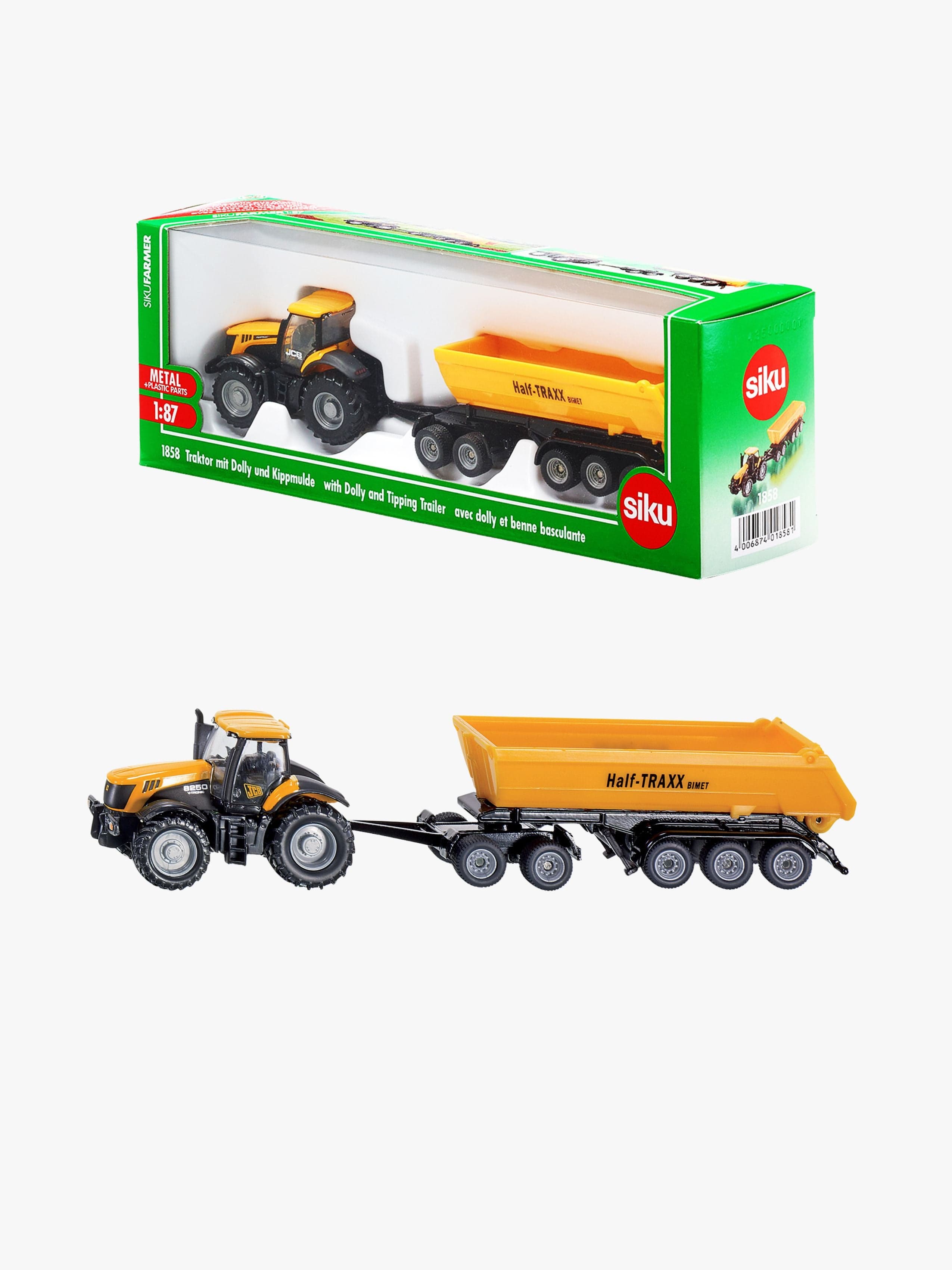 SIKU Farmer Traktori + Kippivaunu & Dolly 1:87