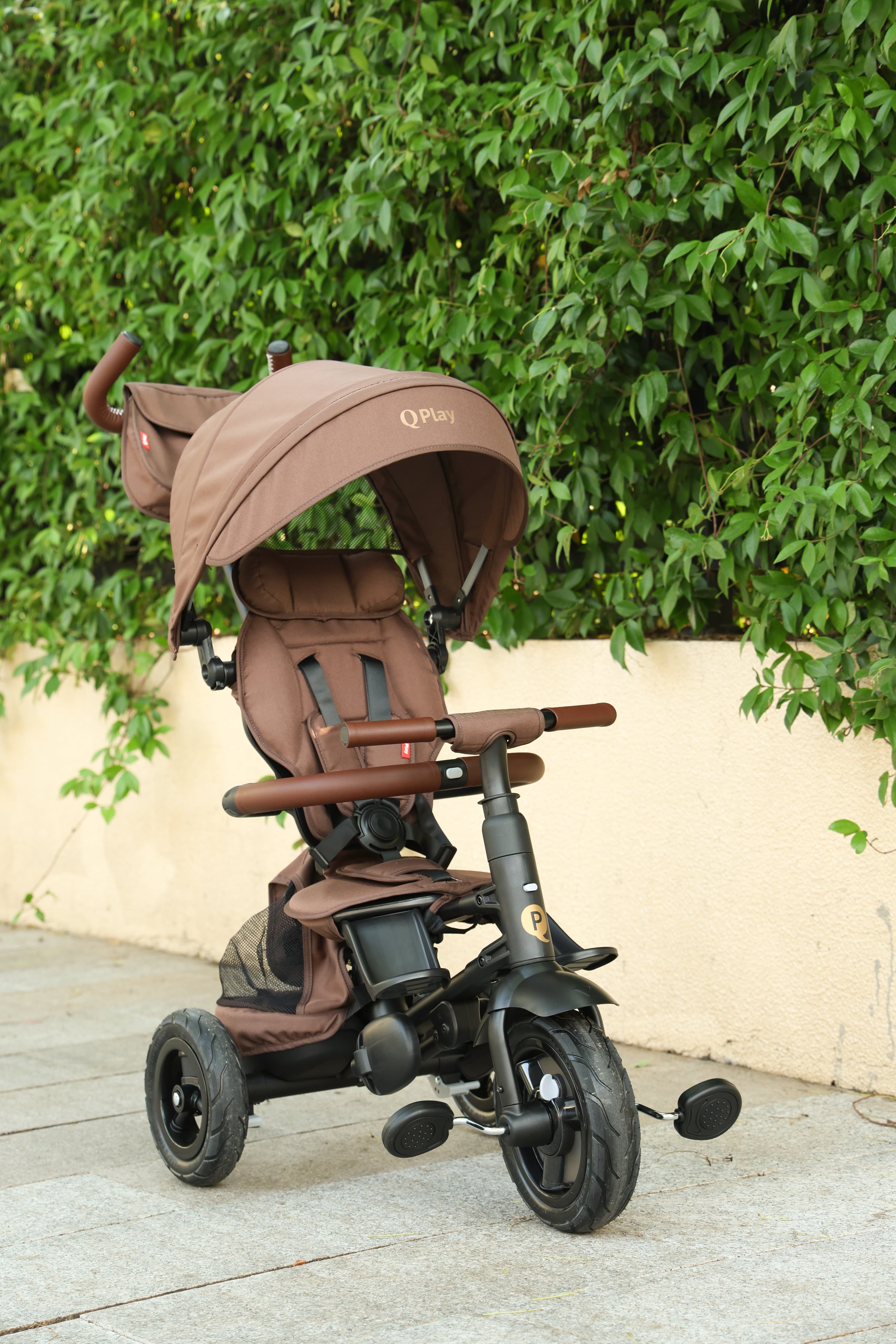 QPlay Rito Delux 6-in-1 Kokoontaitettava Kolmipyörä, Ruskea