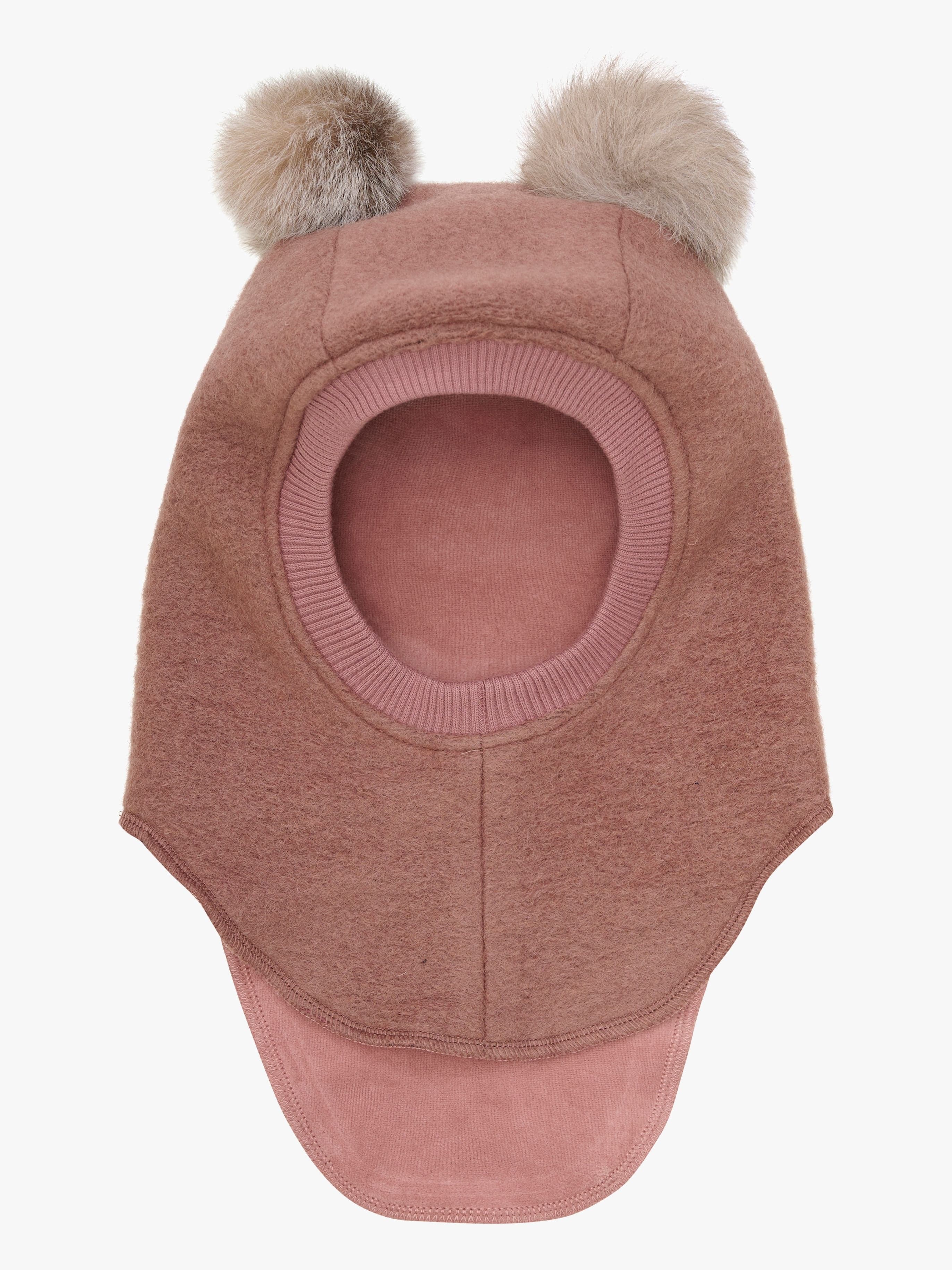 Huttelihut Kypärämyssy Merinovilla + Tupsut, Burlwood, 50