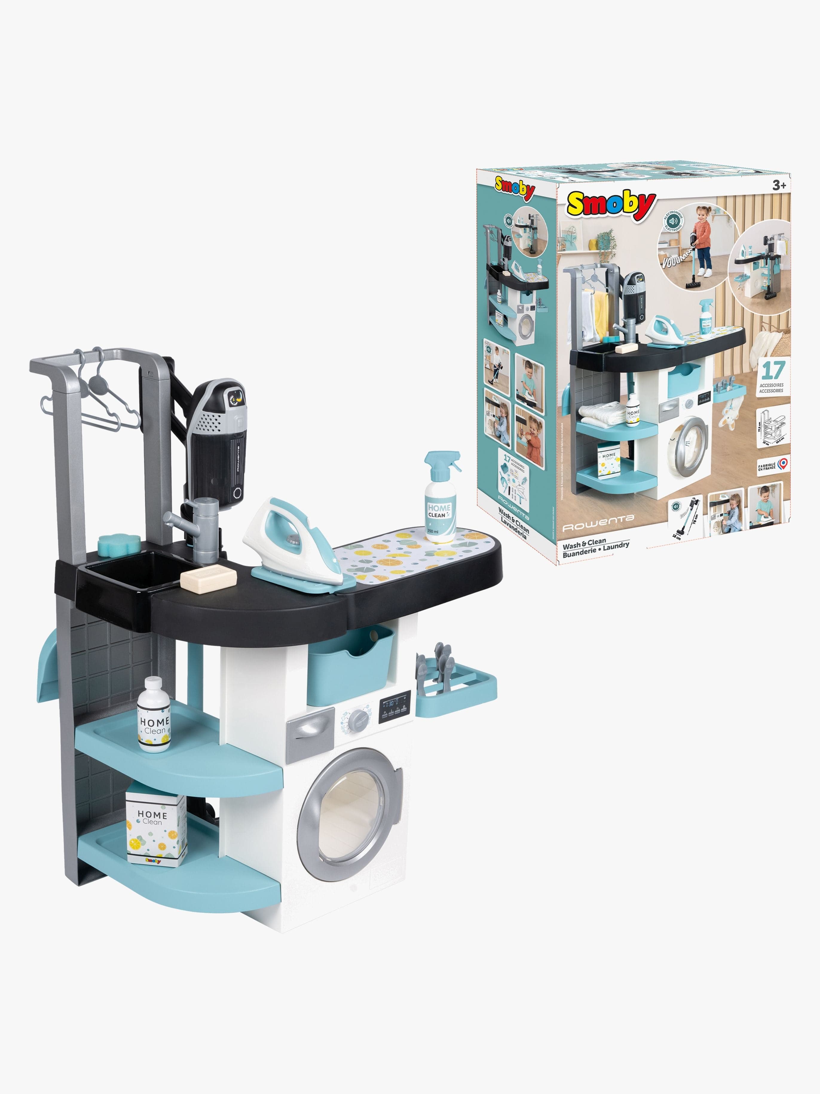 Smoby Rowenta Wash& Clean Pyykinpesu- ja Siivoussetti