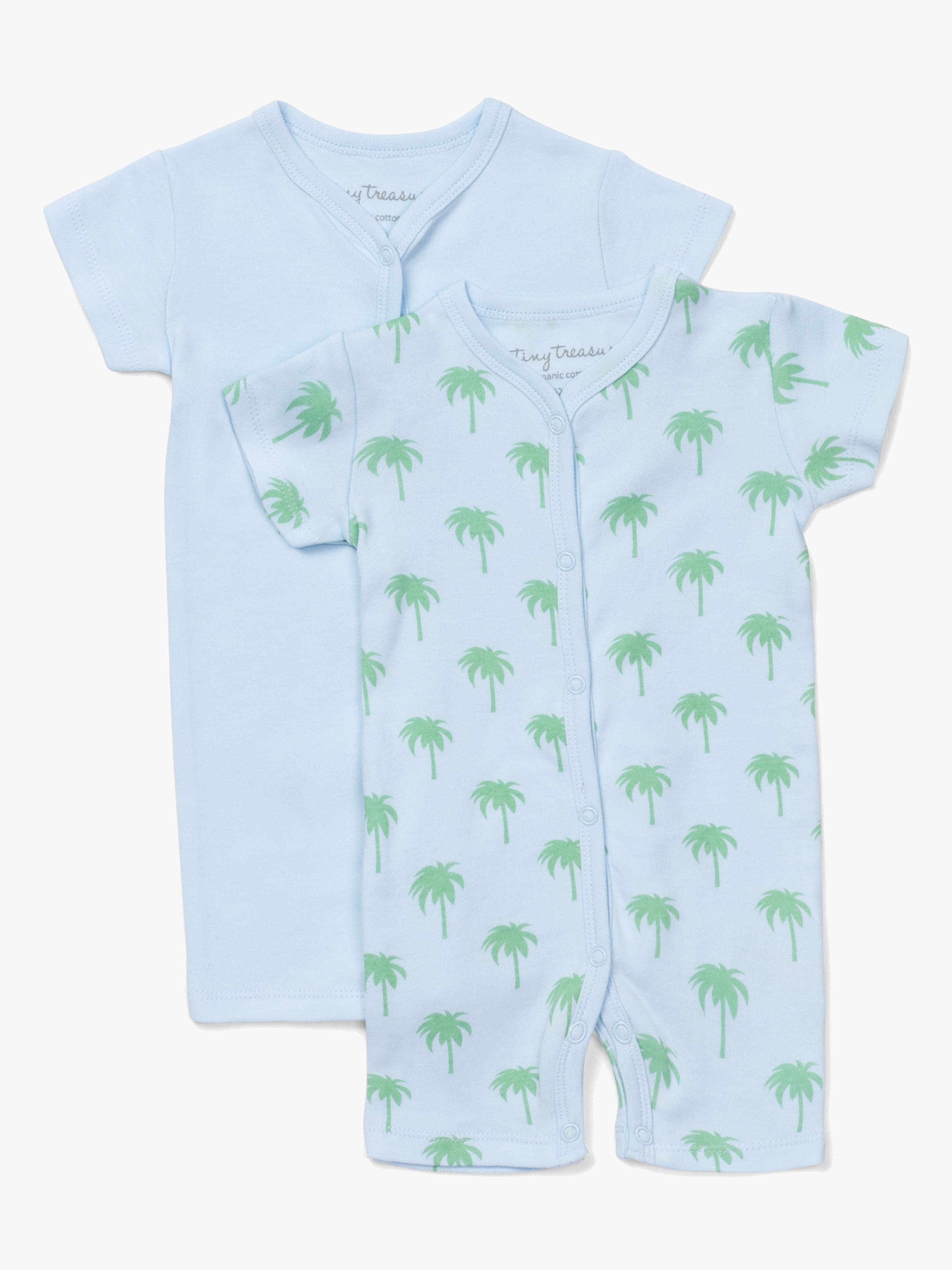 Tiny Treasure Summer Bodysuitit 2-Pack, Blue/Palm 56