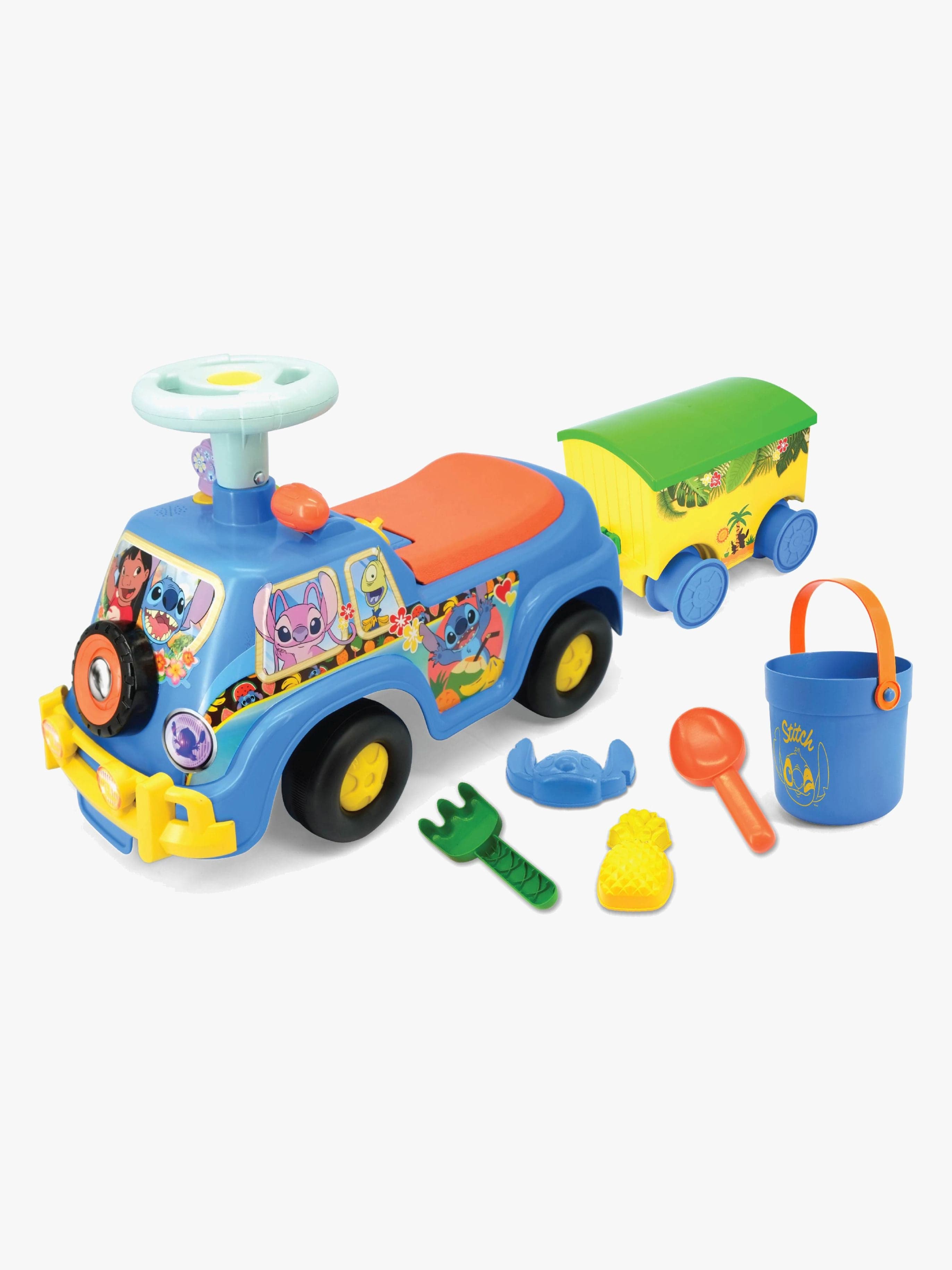 Disney Stitch Lights "'N"' Sounds Potkuauto + Perävaunu