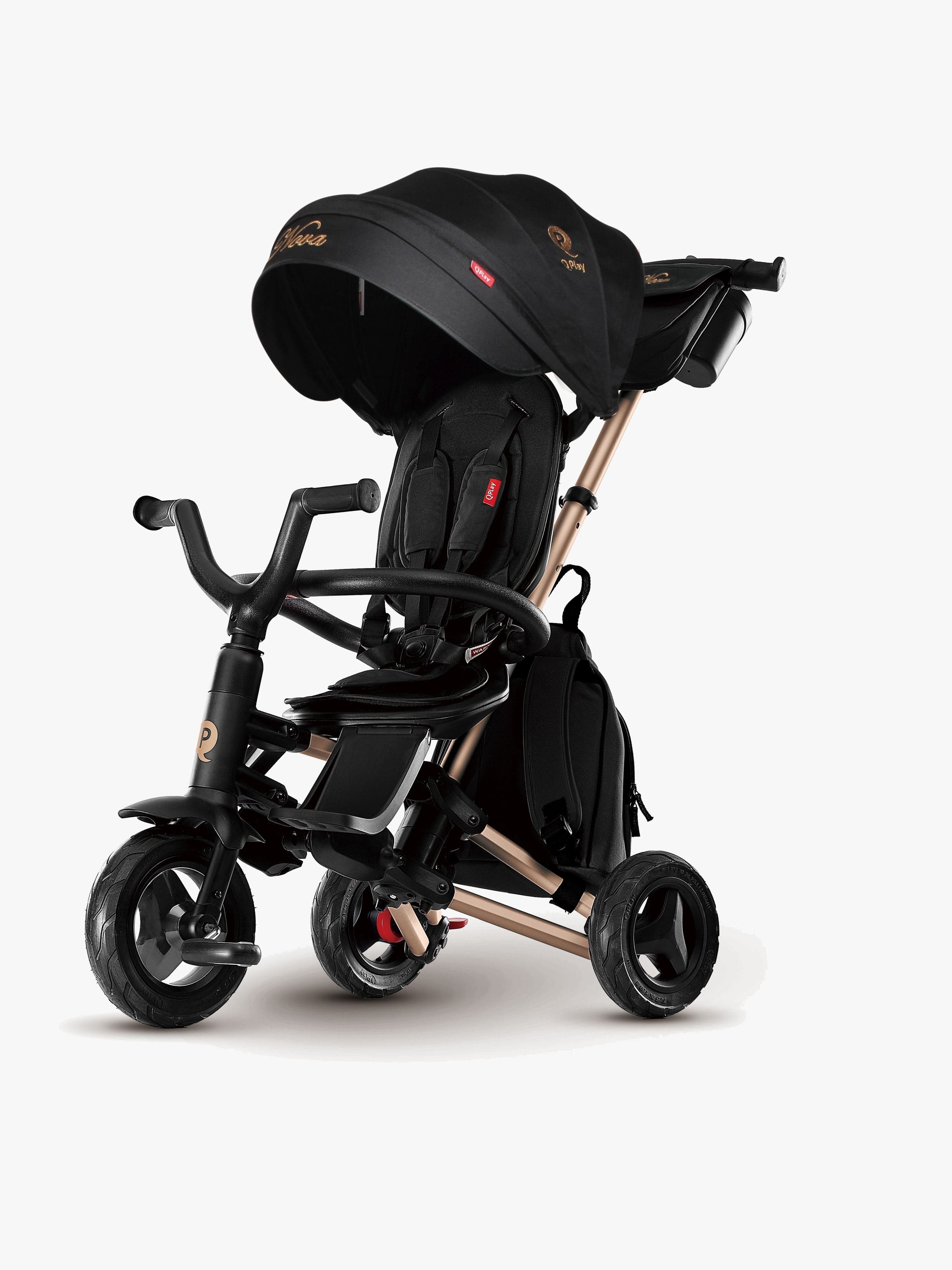 QPlay Nova Golden 6-in-1 Kokoontaitettava Kolmipyörä, Musta