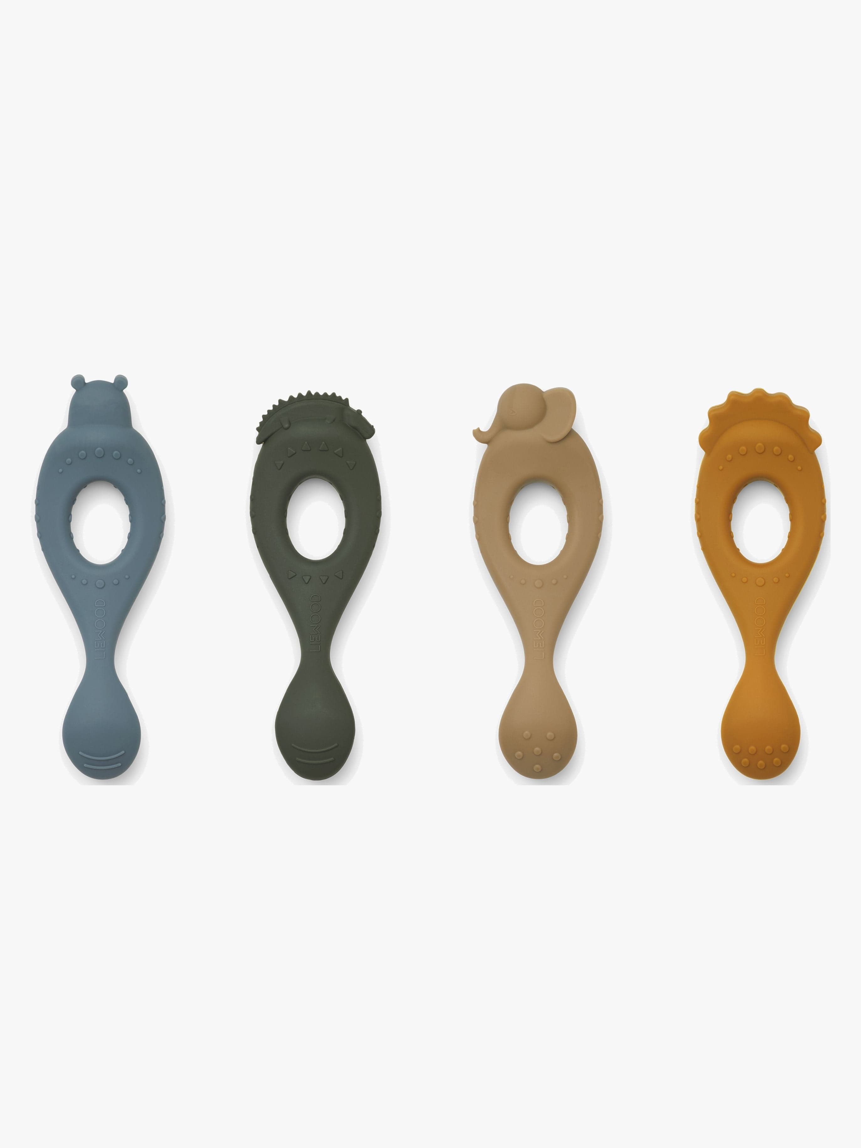 LIEWOOD Silikoni Lusikat 4-pack, Safari/Blue Multi Mix
