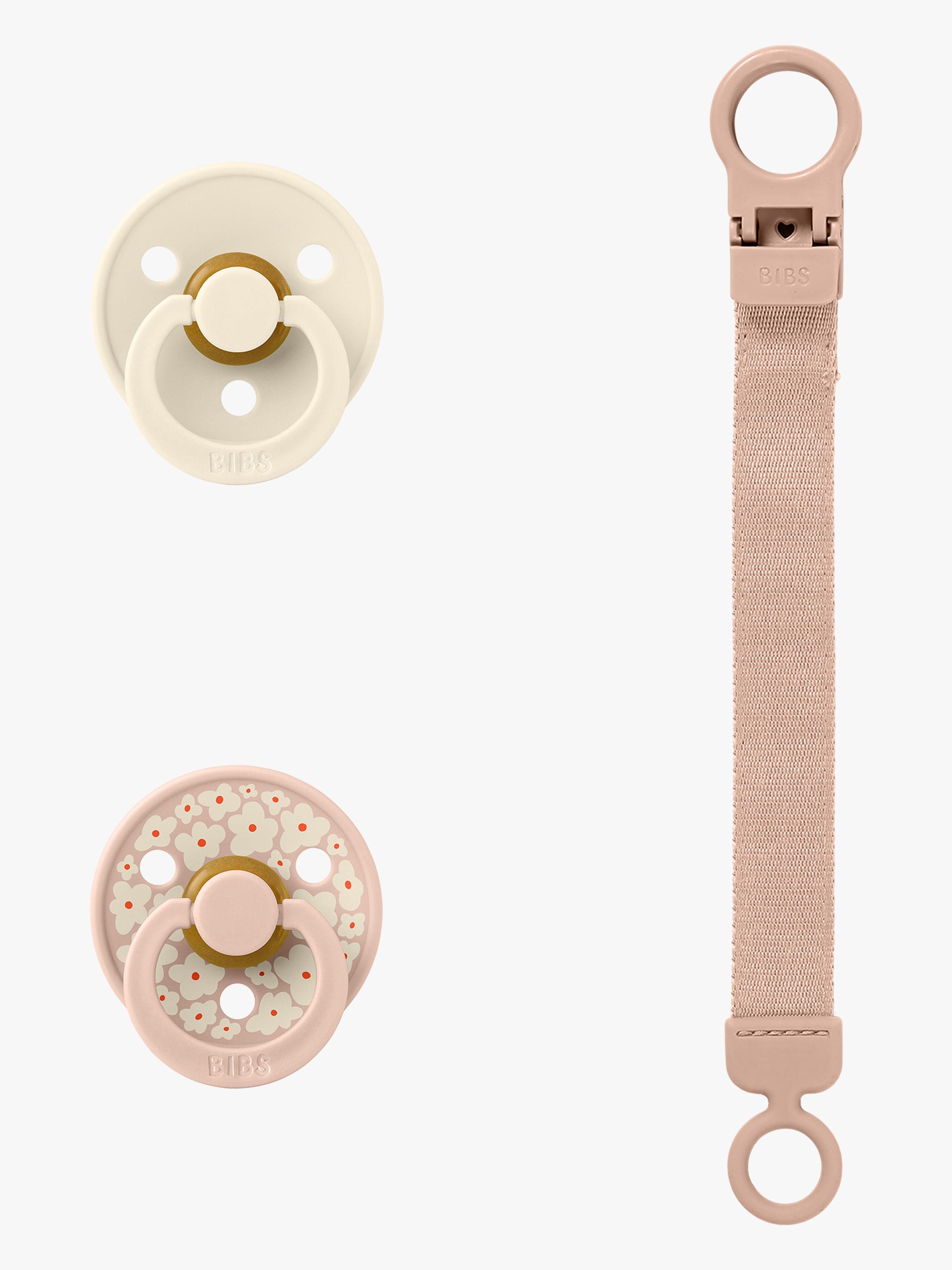 BIBS Colour Tutti & Loop Tuttinauha Lahjapakkaus Lateksi Koko 1, Blush