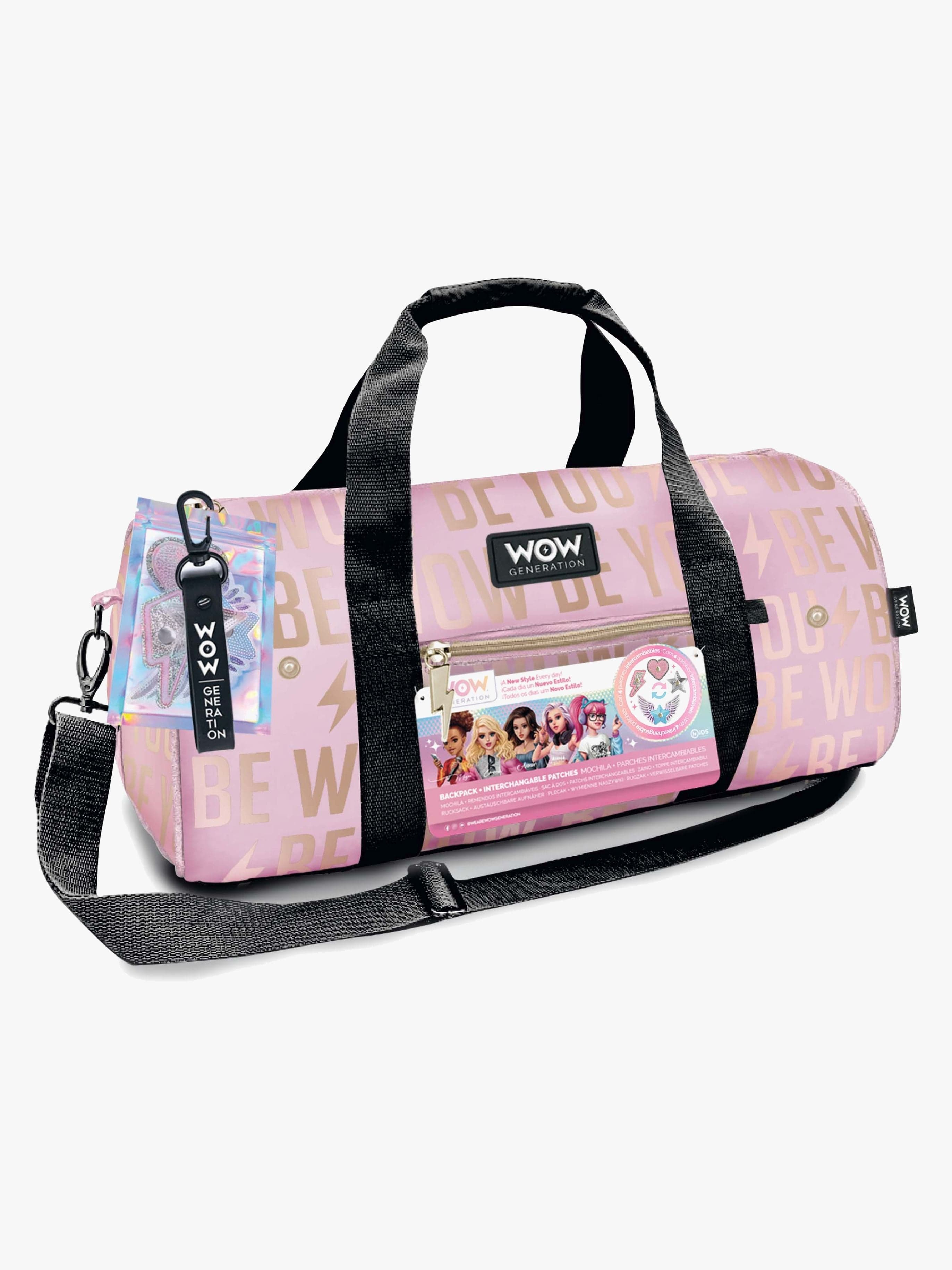 WOW Generation Duffle-laukku + Kangasmerkit, Vaaleanpunainen