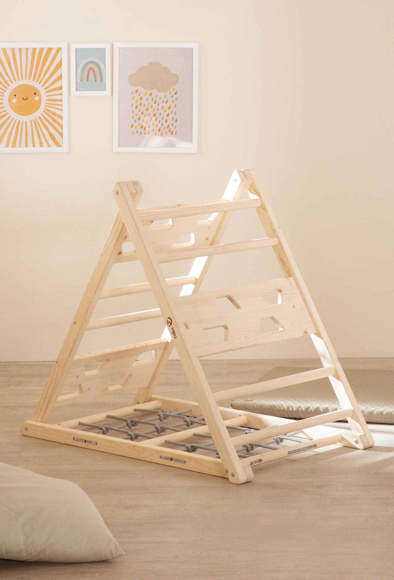 Roba Puinen Kiipeilykolmio, Grey/Natural