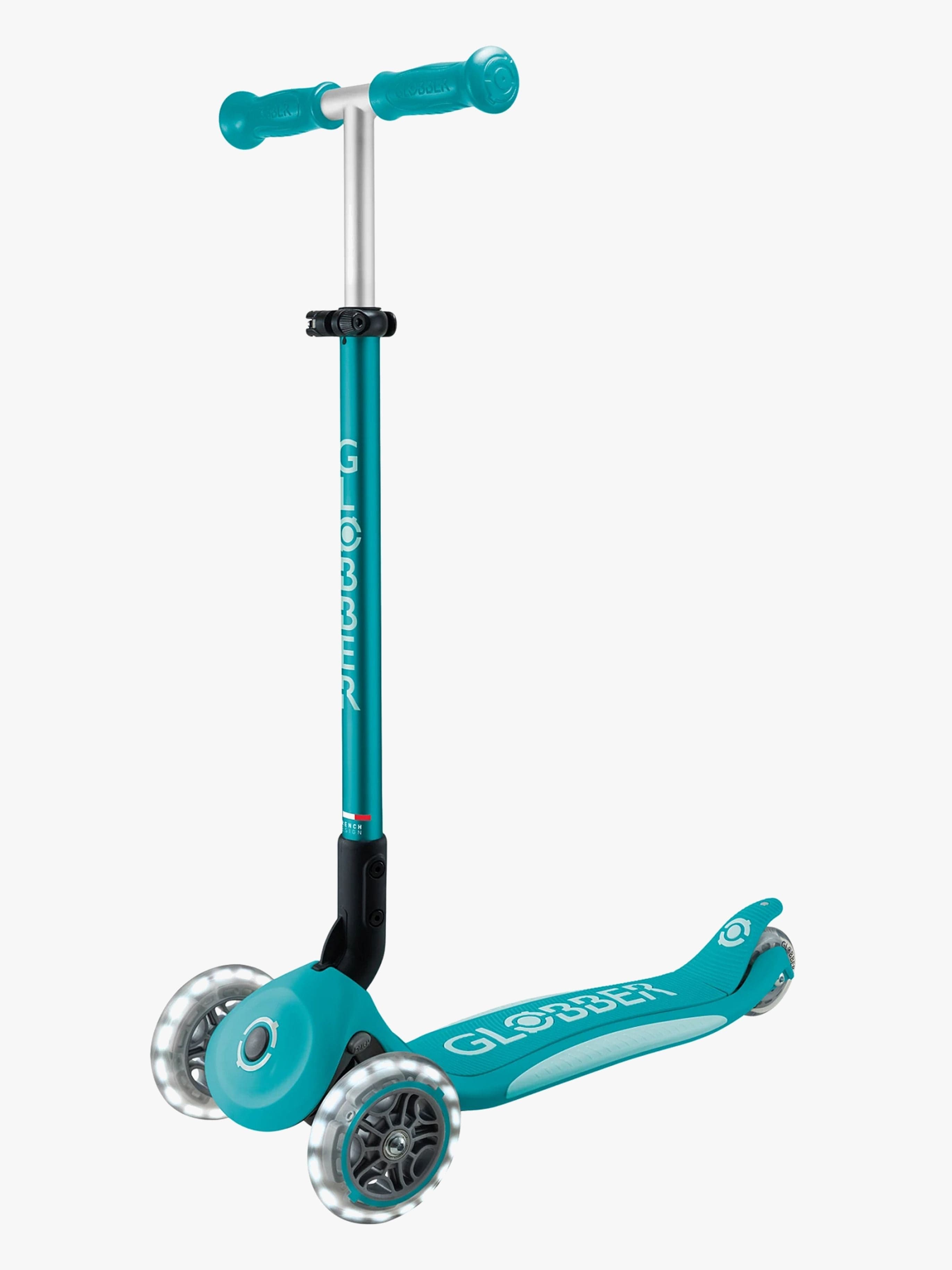 Globber Primo Kokoontaitettava Plus Lights V2 3-pyöräinen Potkulauta, Turkoosi