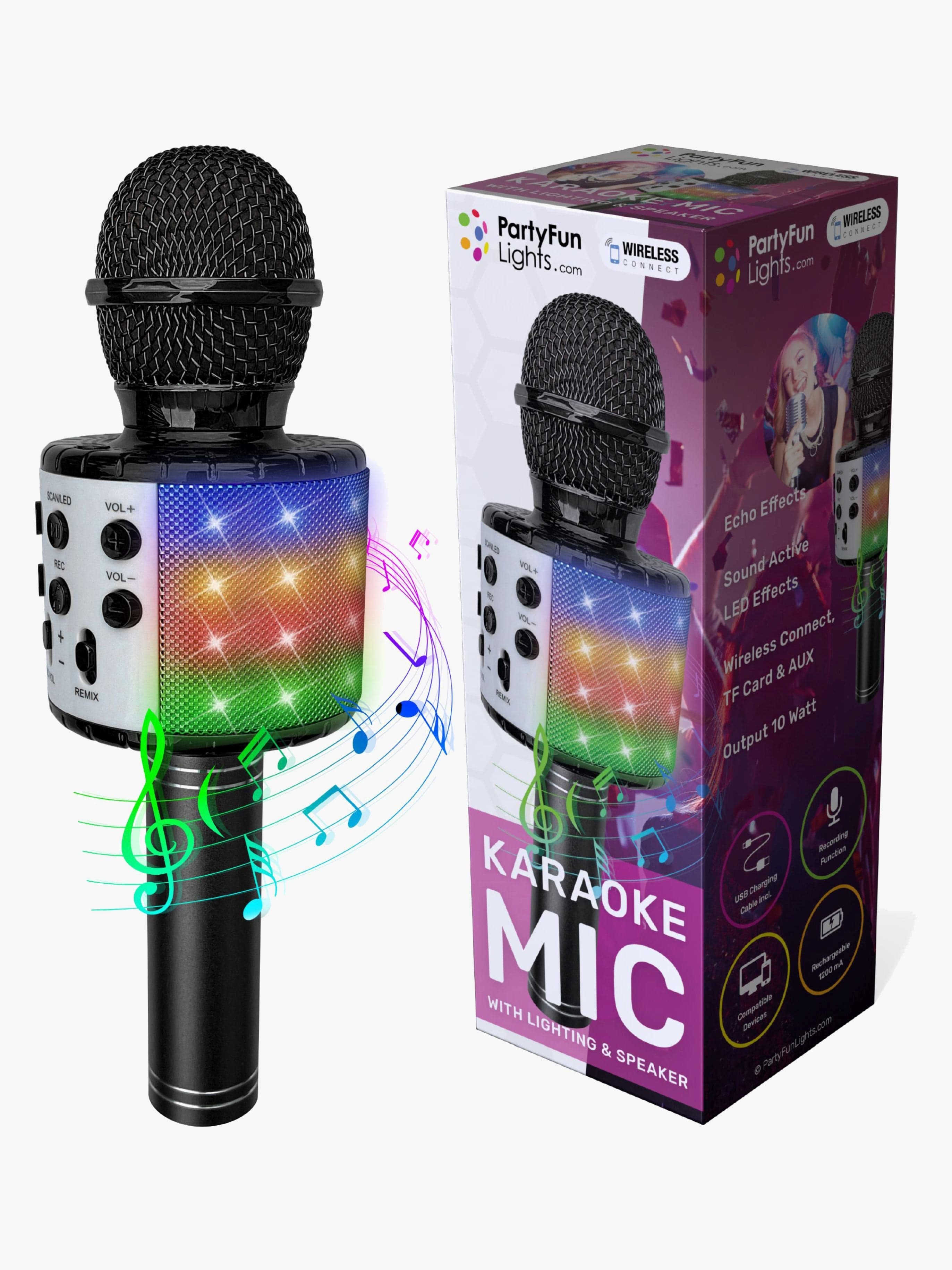 PartyFunLights Karaokemikrofoni Bluetooth, Musta