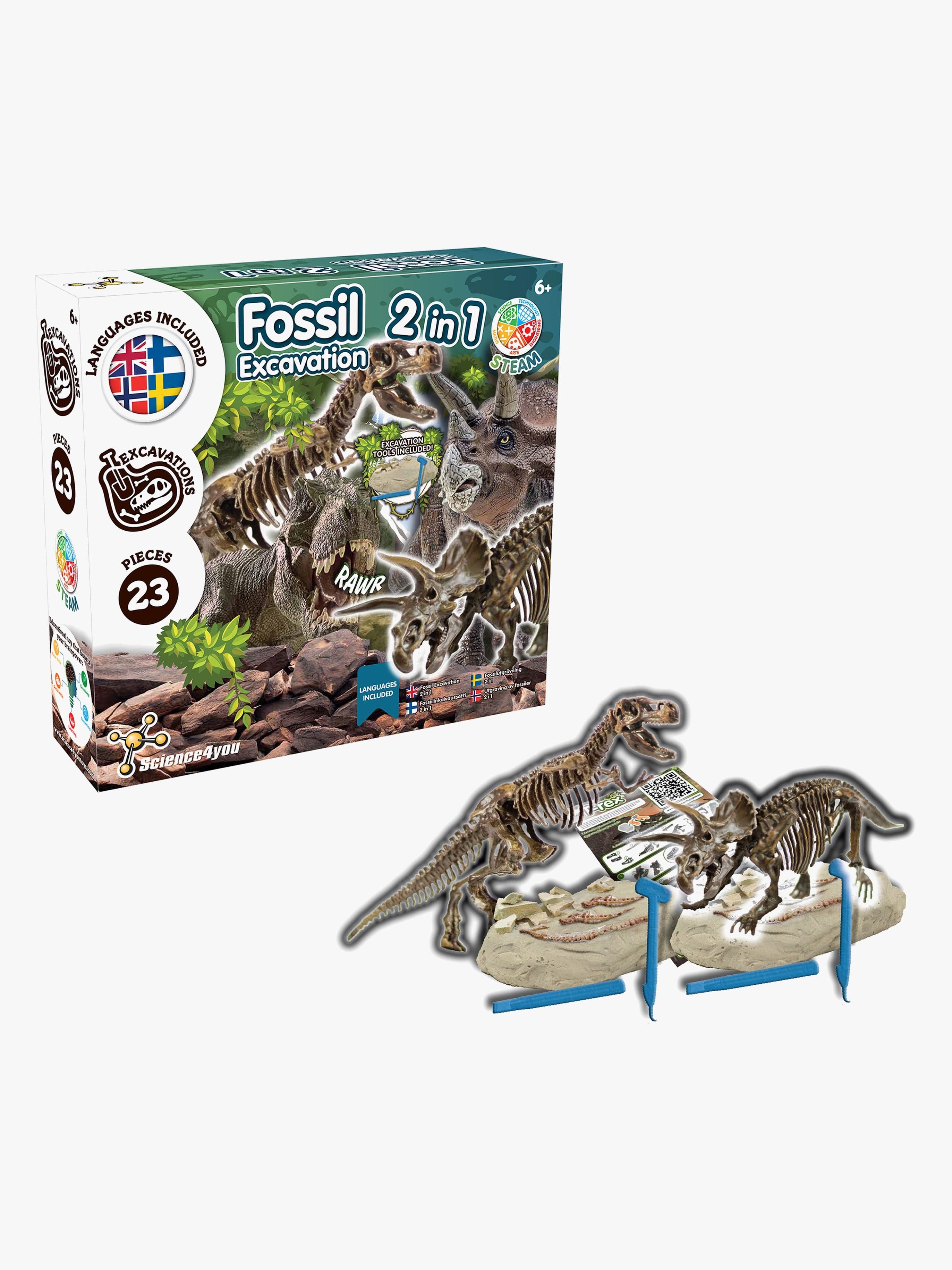 Toyrock STEAM Fossiilisetti Dinosaurus 2-in-1