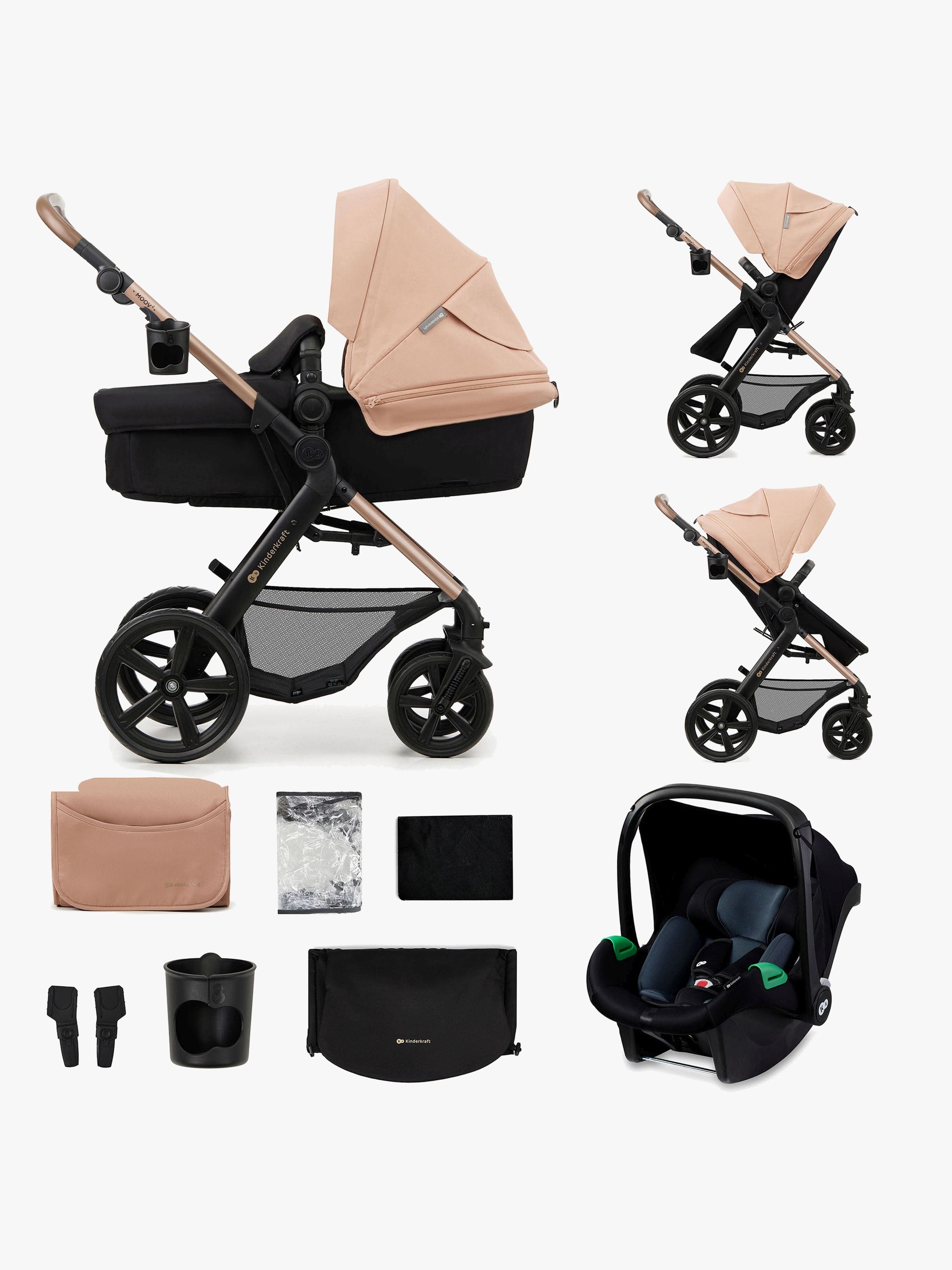 Kinderkraft MOOV 2 3-in-1 Yhdistelmävaunut, Sand Beige