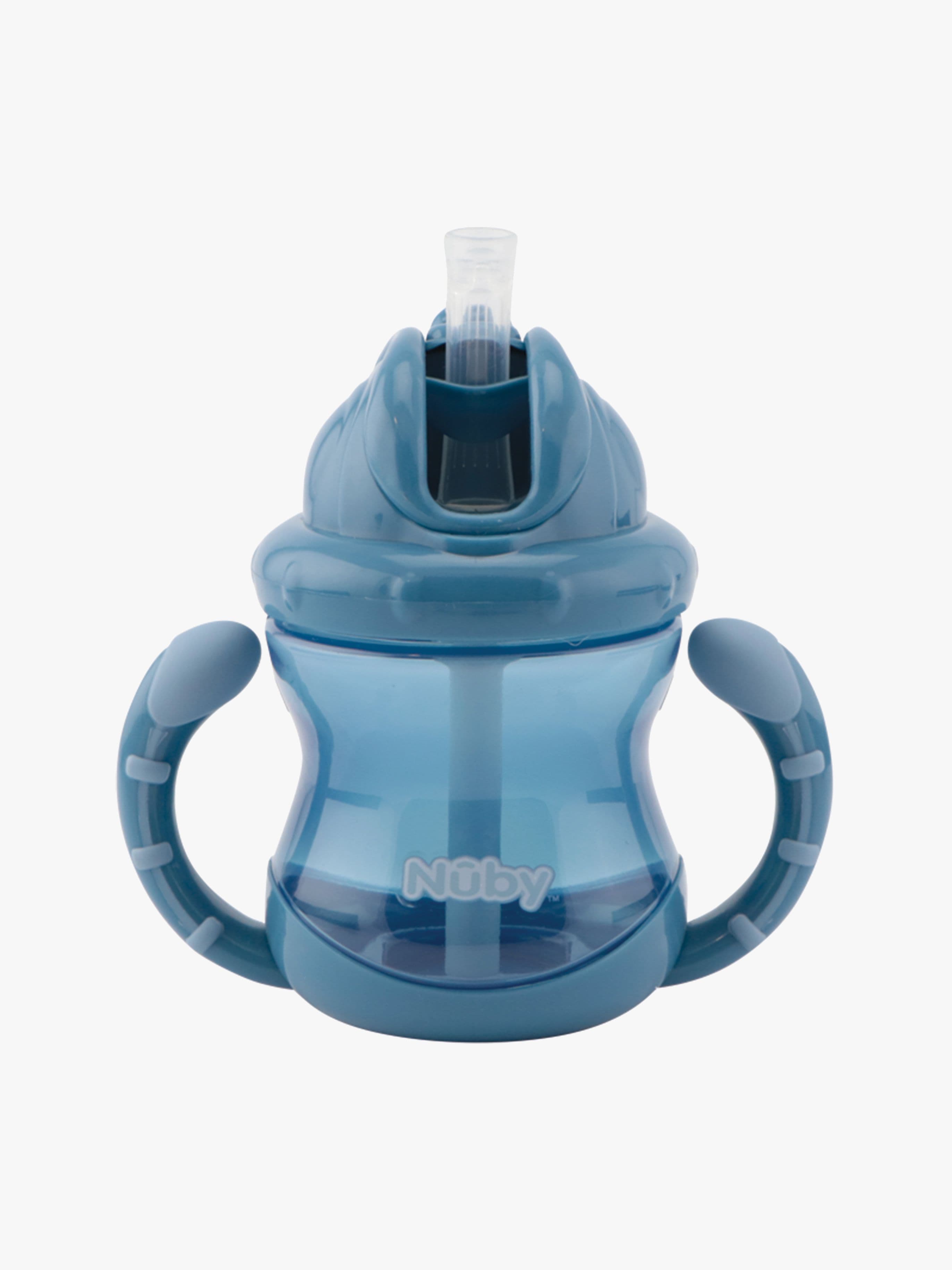 Nuby Twin Handle Flip It Muki 240 ml +12 kk, Sininen
