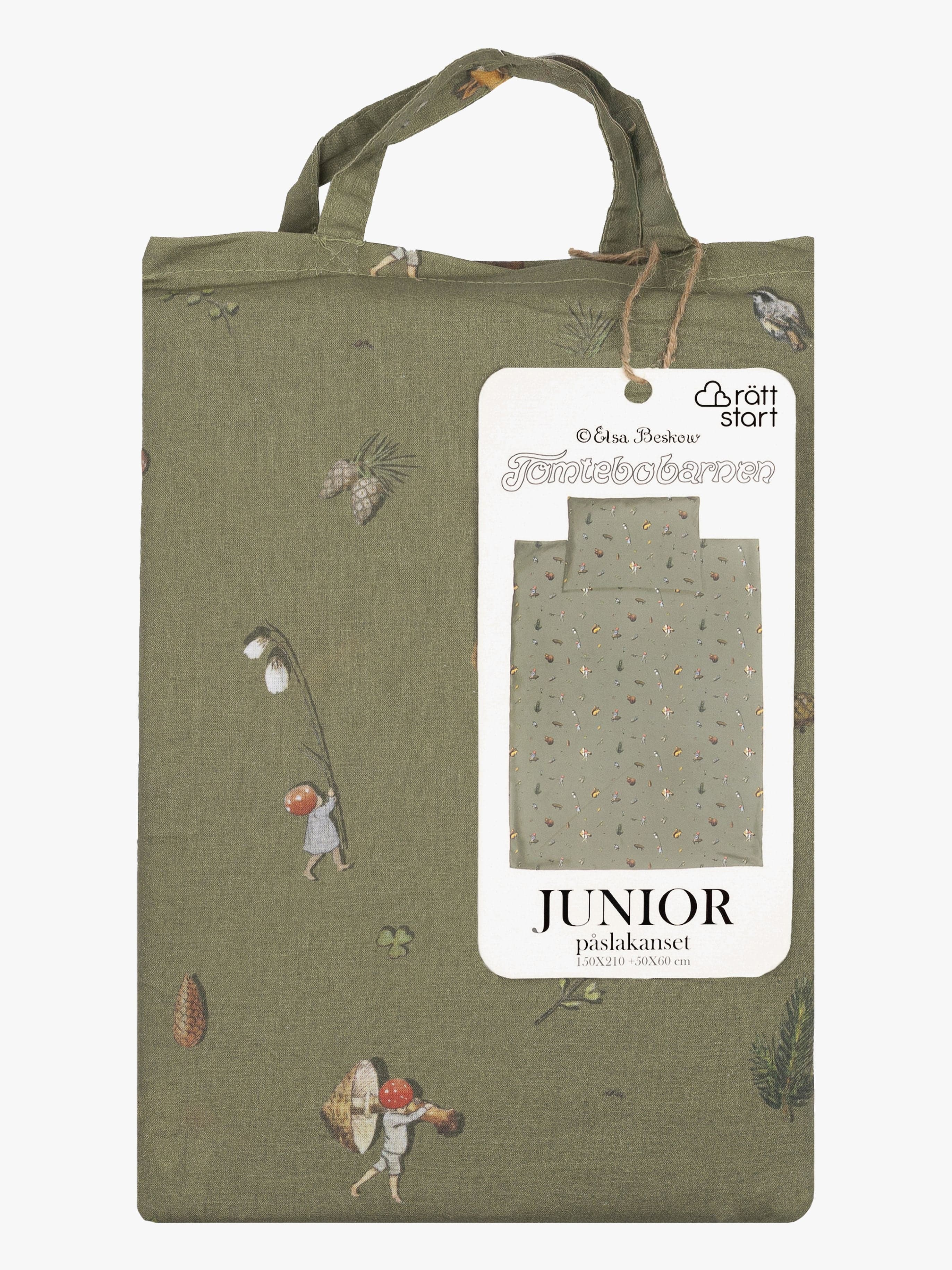 Elsa Beskow Tonttulan Lapset Pussilakanasetti 150x210, Vihreä