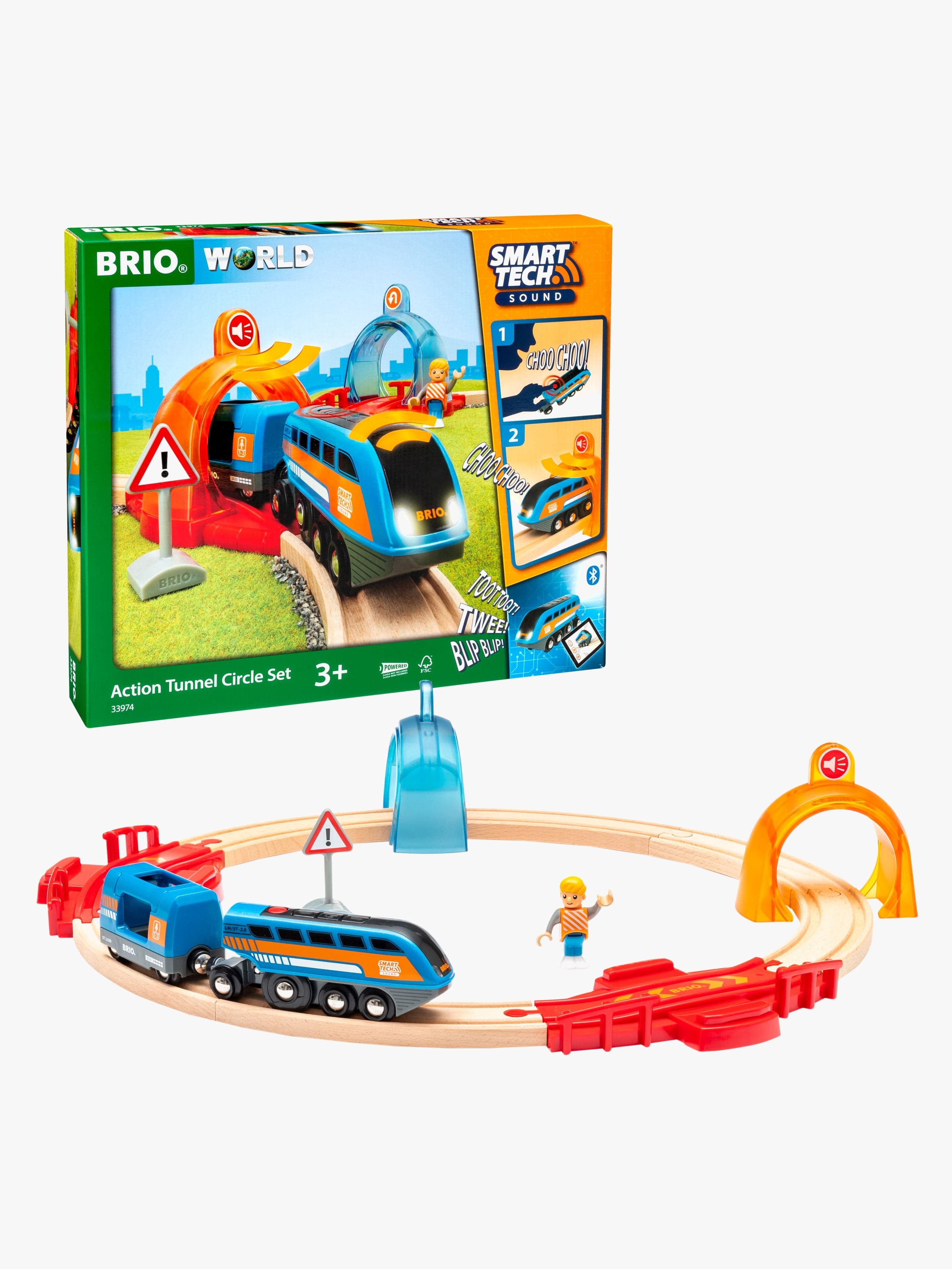 Brio 33974 Smart Tech Tunnel Circle Interaktiivinen Junaleikkikalusarja 14 Osaa
