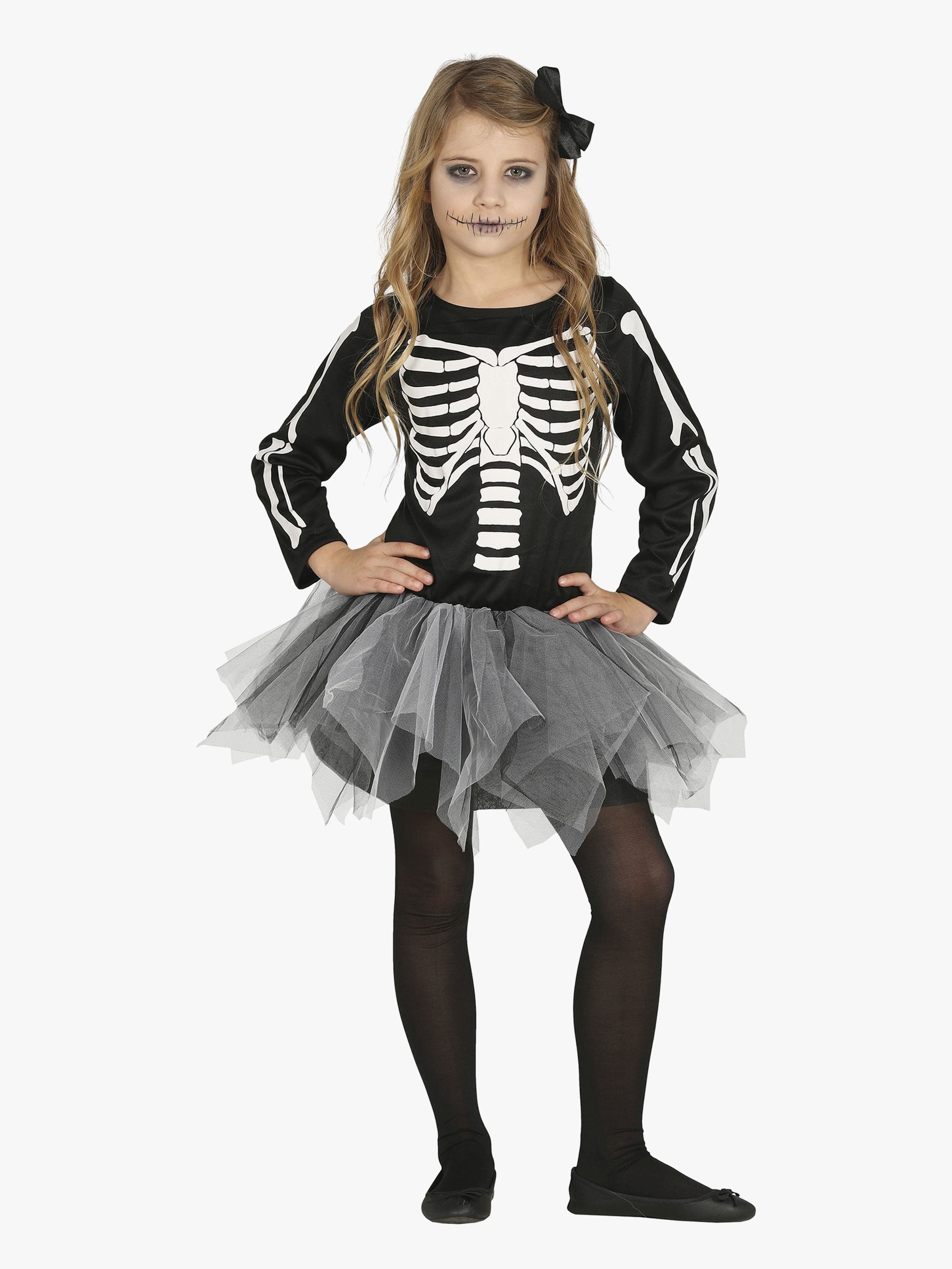 Fiestas Guirca Naamiaispuku Luuranko Tyttö 3–4 vuotta