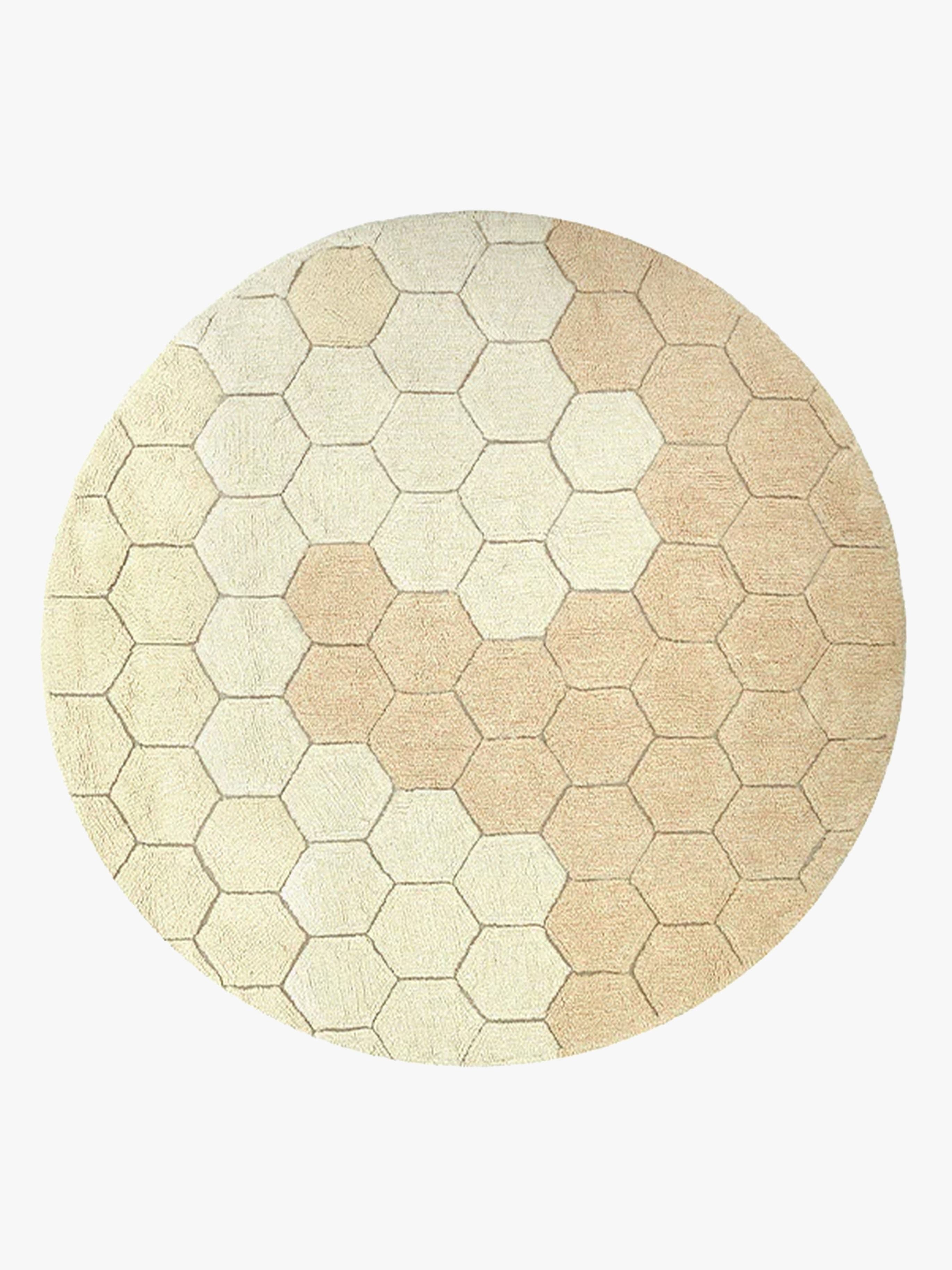 Lorena Canals Pestävä Matto 140 Pyöreä Hunajakenno, Kullanvärinen