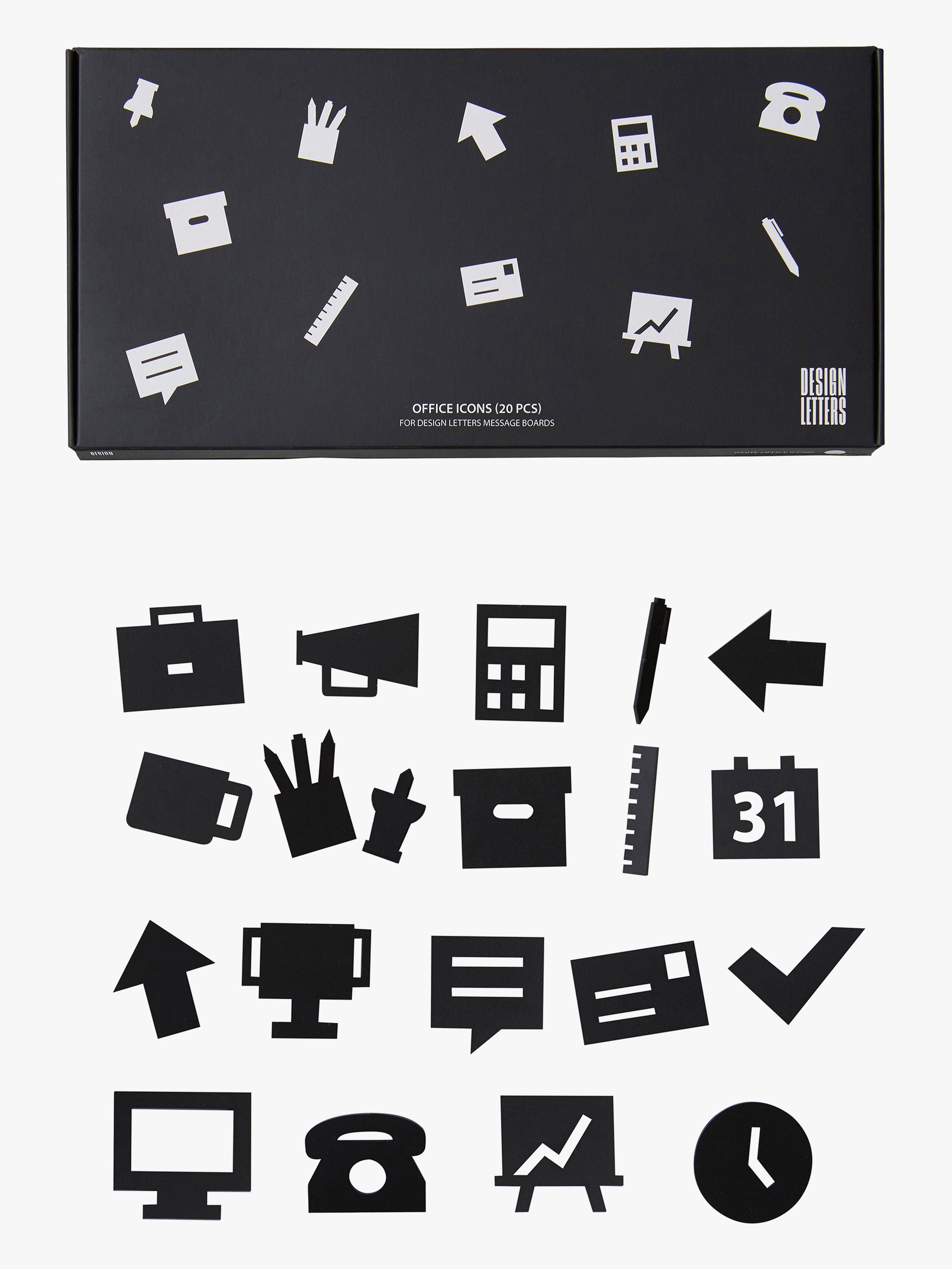 Design Letters Konttorimerkit Muistitauluun 20 pcs, Musta