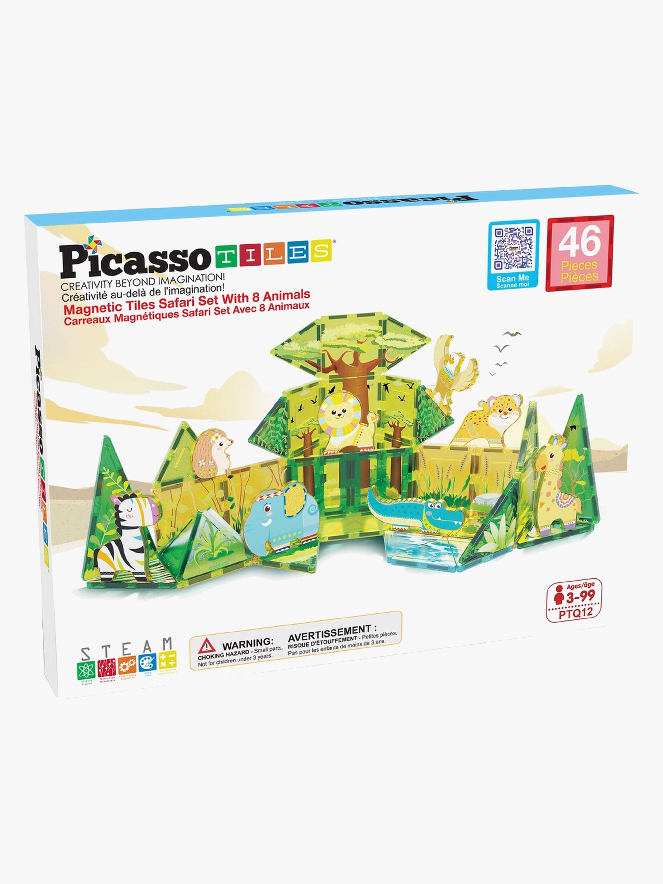 PicassoTiles Rakennussarja Safari + 8 Eläintä 46 Osaa