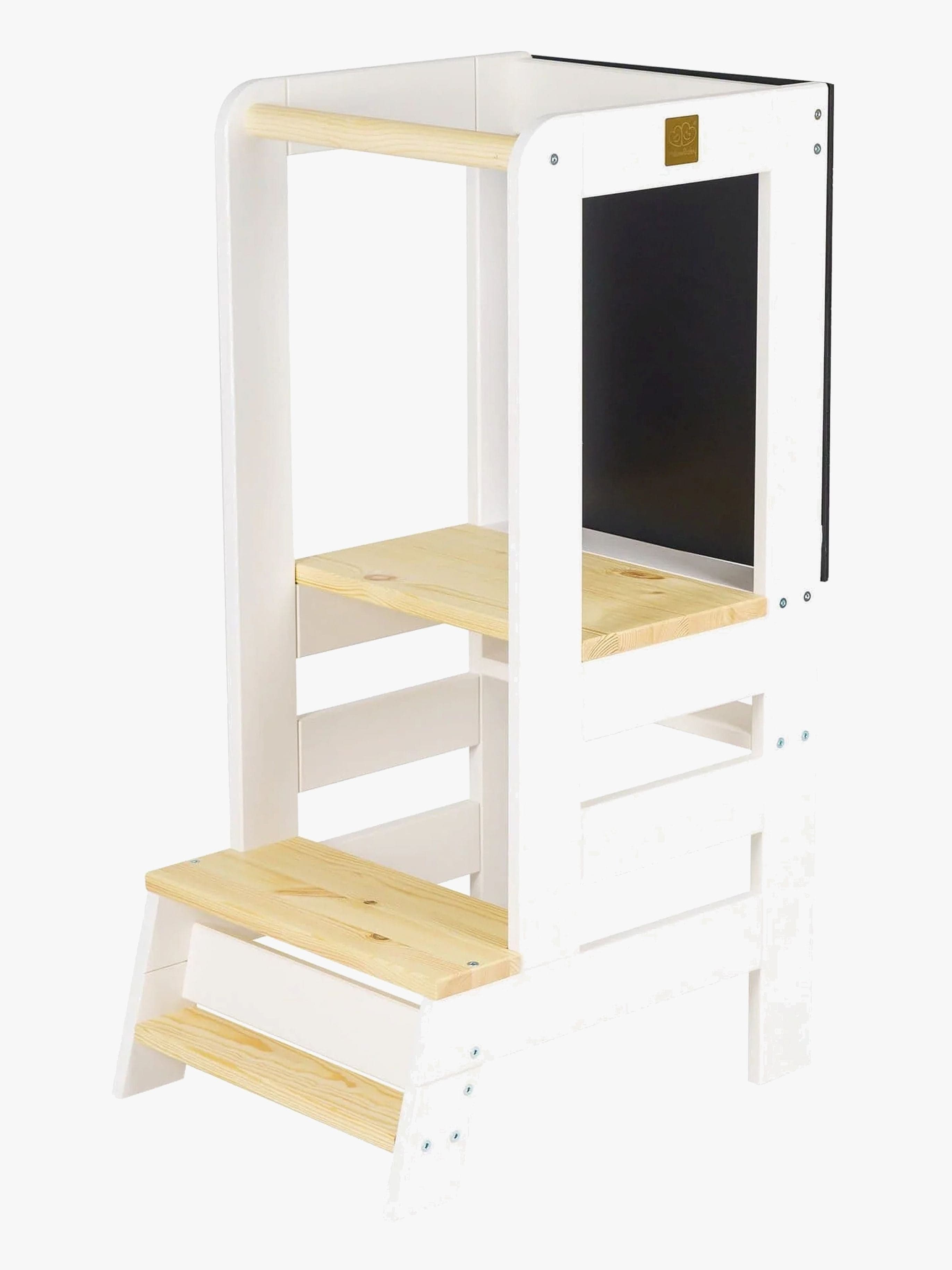 MeowBaby Oppimistorni + Piirustustaulu, Valkoinen/Puu