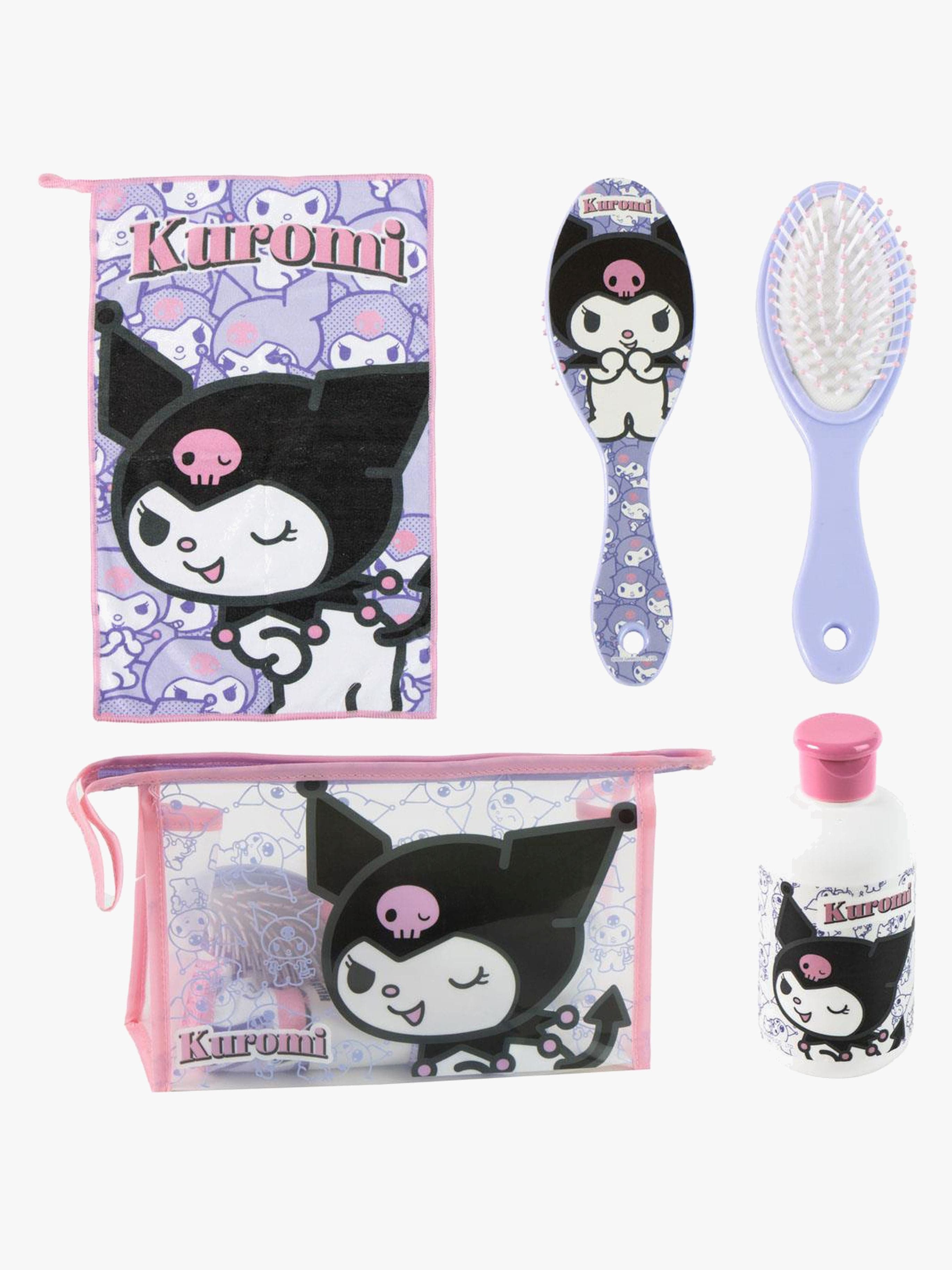 Hello Kitty Kuromi Toilettilaukku + Pyyhe Hiusharja & Pullo