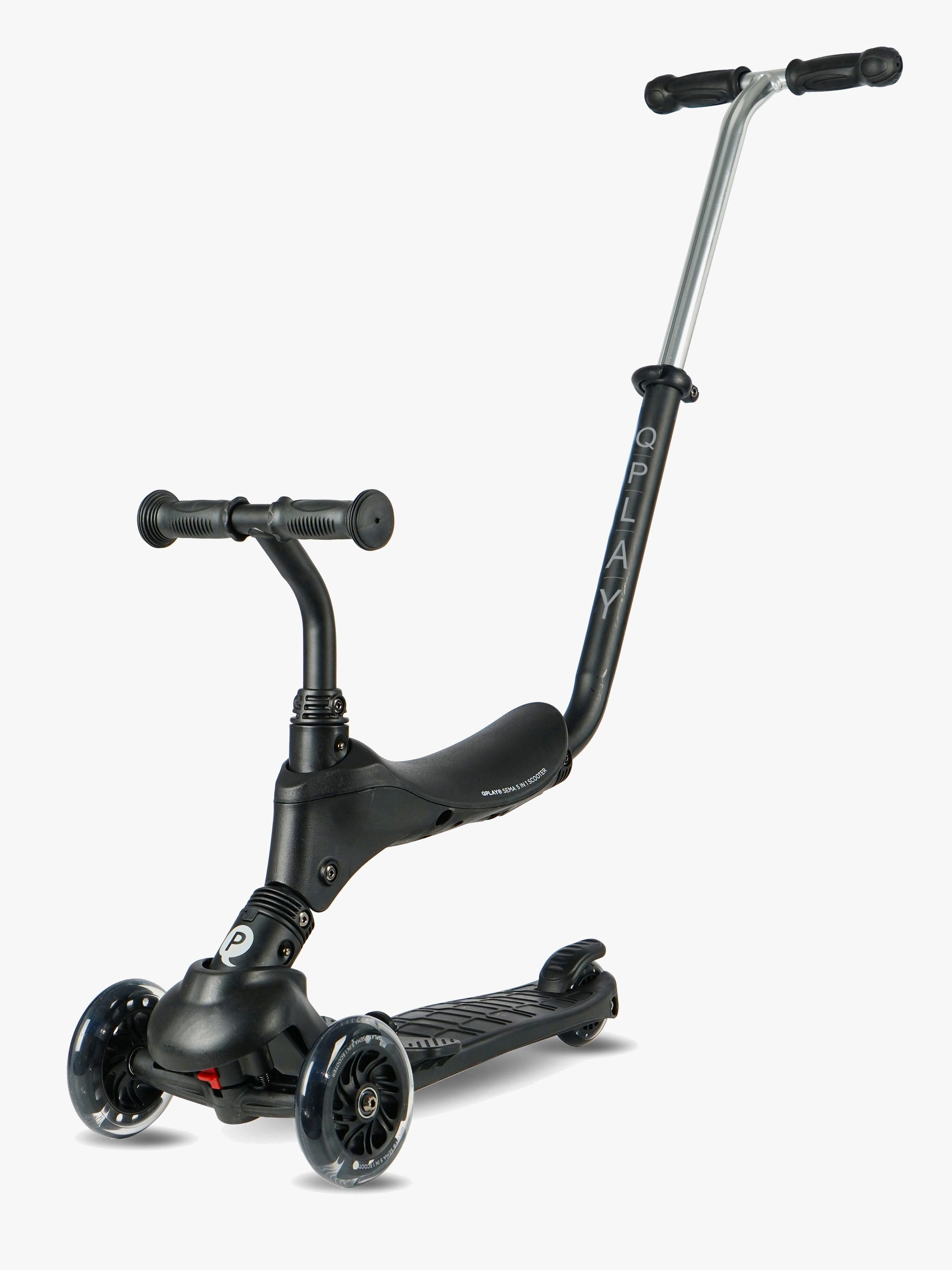 QPlay Sema Pro 5-in-1 3-pyöräinen Potkulauta, Musta